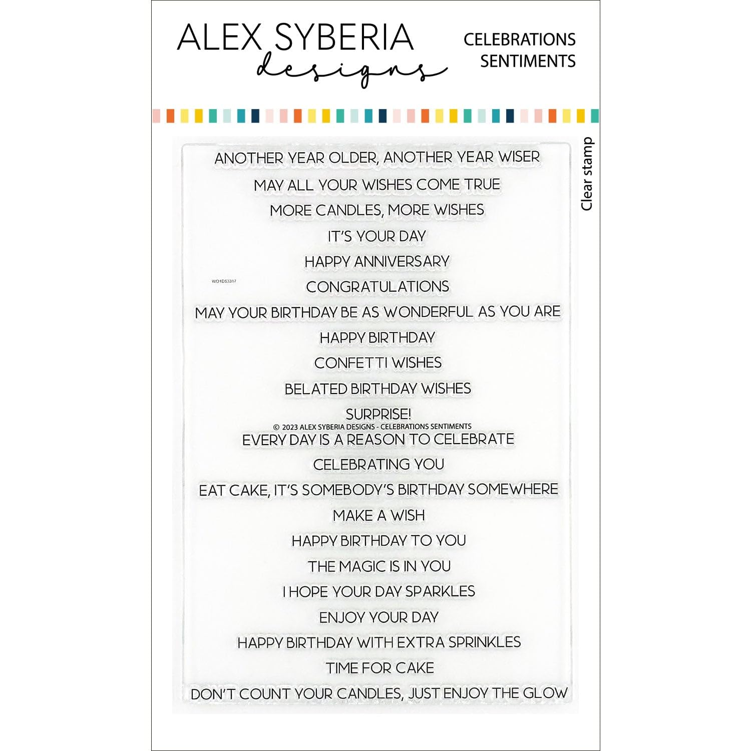 Alex Syberia Designs Celebrations Sentiments Stamp Set