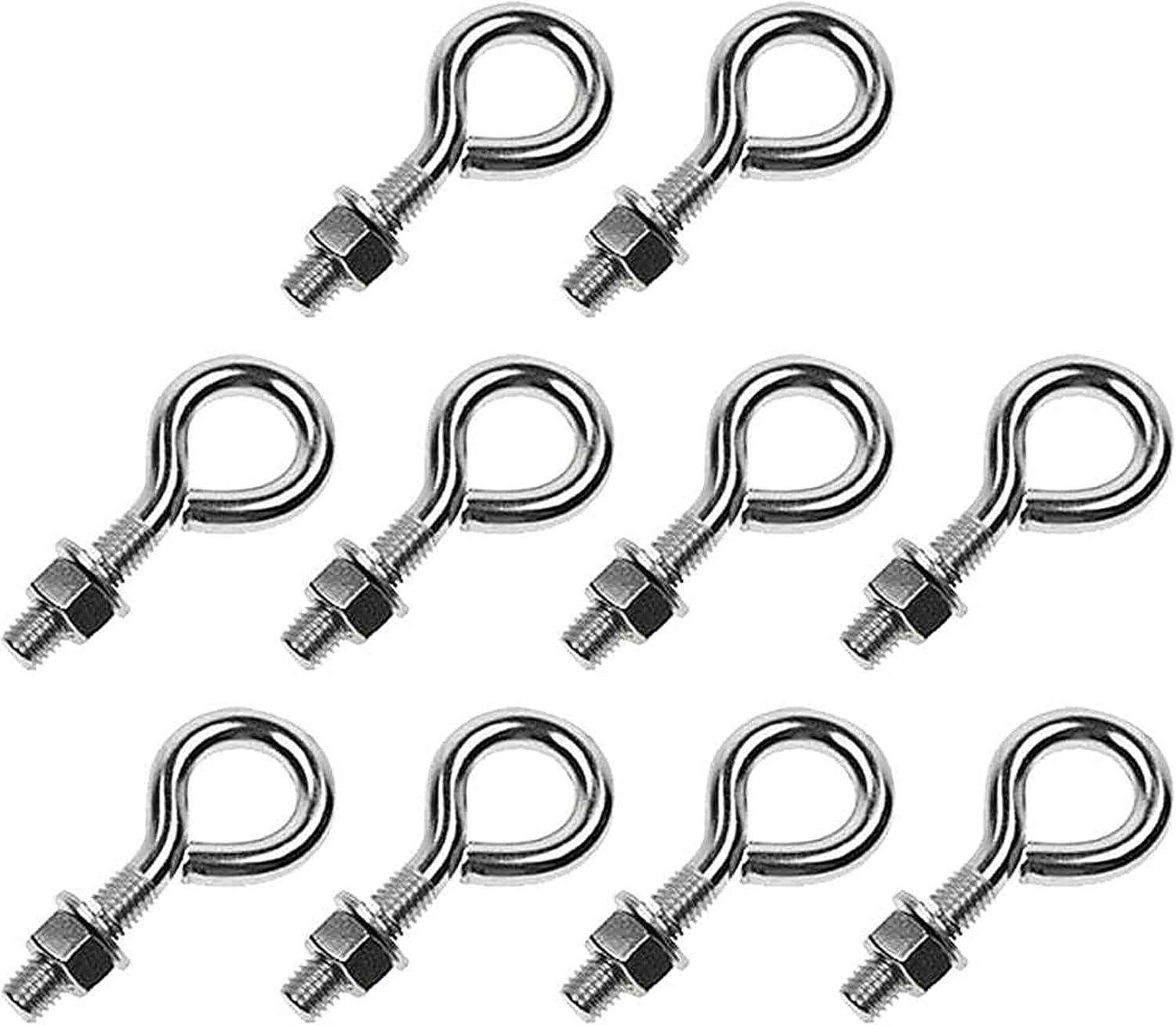 US Cargo Control 1/4" x 3" Stainless Steel Type 316 Non-Welded Eye Bolt - 10 Pack