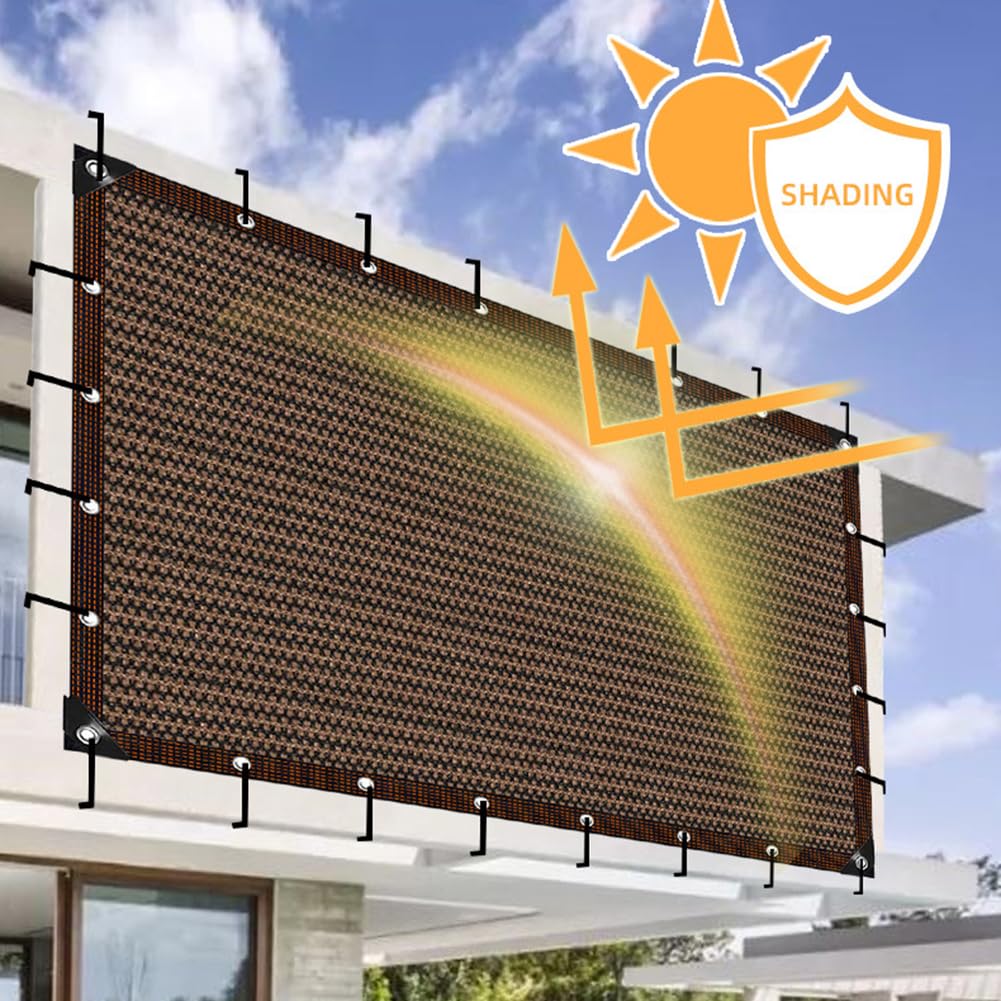 Sichtschutz Garten Balkon Datenschutz-Bildschirmabdeckung Windschutznetz Zaun Sonnenschutz Die Markise Atmungsaktiv HDPE Balkonumrandung Mit Nylon Kabelbinder,Braun,1.2x6m