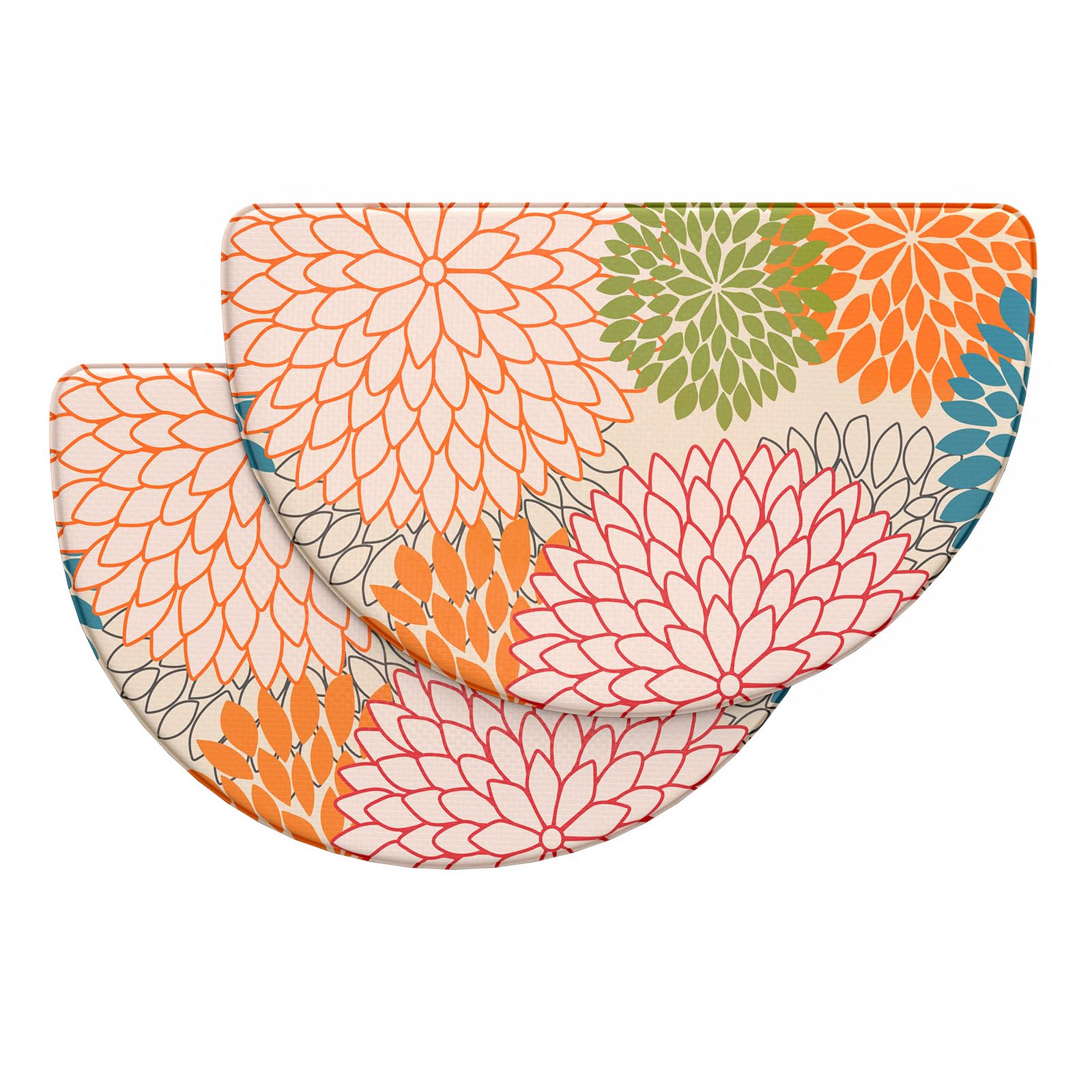 KIMODE Halbrunde Küchenmatten für Boden, gepolstert, Anti-Ermüdung, halbrund, Boho-Küchenteppich, rutschfest, wasserdicht, gepolstert, Küchenbodenmatte, Teppichdekoration für Waschbecken, Waschküche