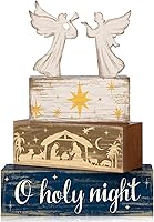 Vista 15 de 4 piezas de madera de señal de mesa de Navidad Natividad señal de madera Noche Santa señal decorativa señal de mesa de Navidad bandeja escalonada