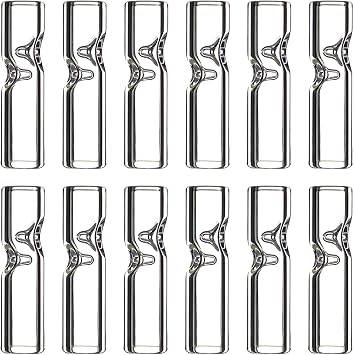 12 Pcs Reusable Glass Filter Tips, 8mm Premium Borosilicate Glass Mouthpieces, Smooth Airflow & Easy to Clean, 30mm Length Transparent