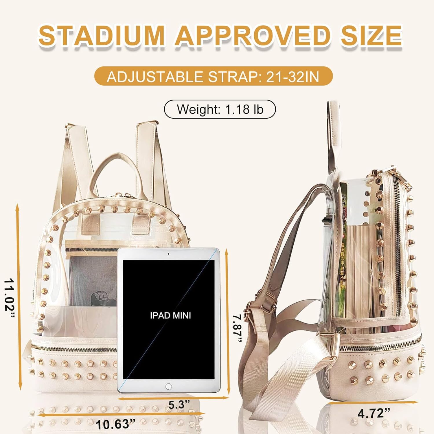 COROMAY Clear Purse for Women, Crossbody Bag Stadium Approved, Fashion Rivet Décor - Image 2