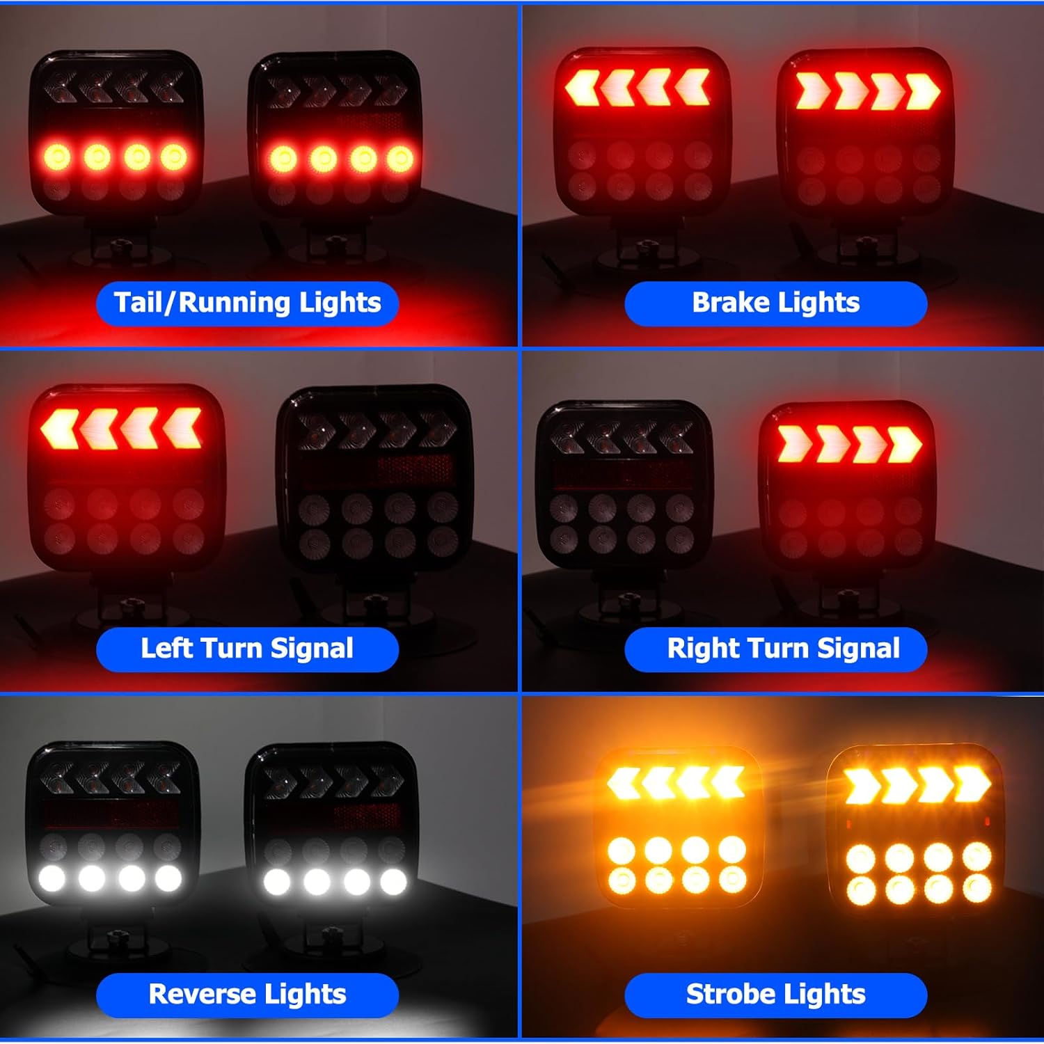USB-C Wireless Trailer Lights,Adjustable Magnetic LED Trailer Lights with Reflectors, Rechargeable Tow Tail Light Kit for Trucks, Boats, RVs, Campers, IP67 Waterproof