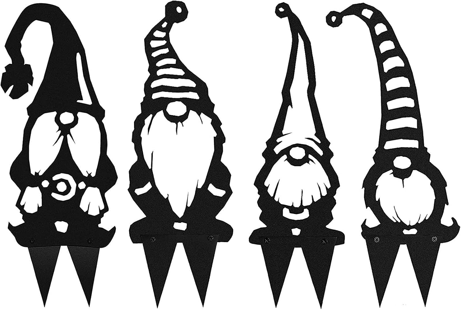 Steel Branch Gnome Decoration,4PCS Hollowed Out Gnomes Silhouette Art Dwarf Decor Branch Ornaments with Stake for Garden Patio Yard Lawn Porch Decoration