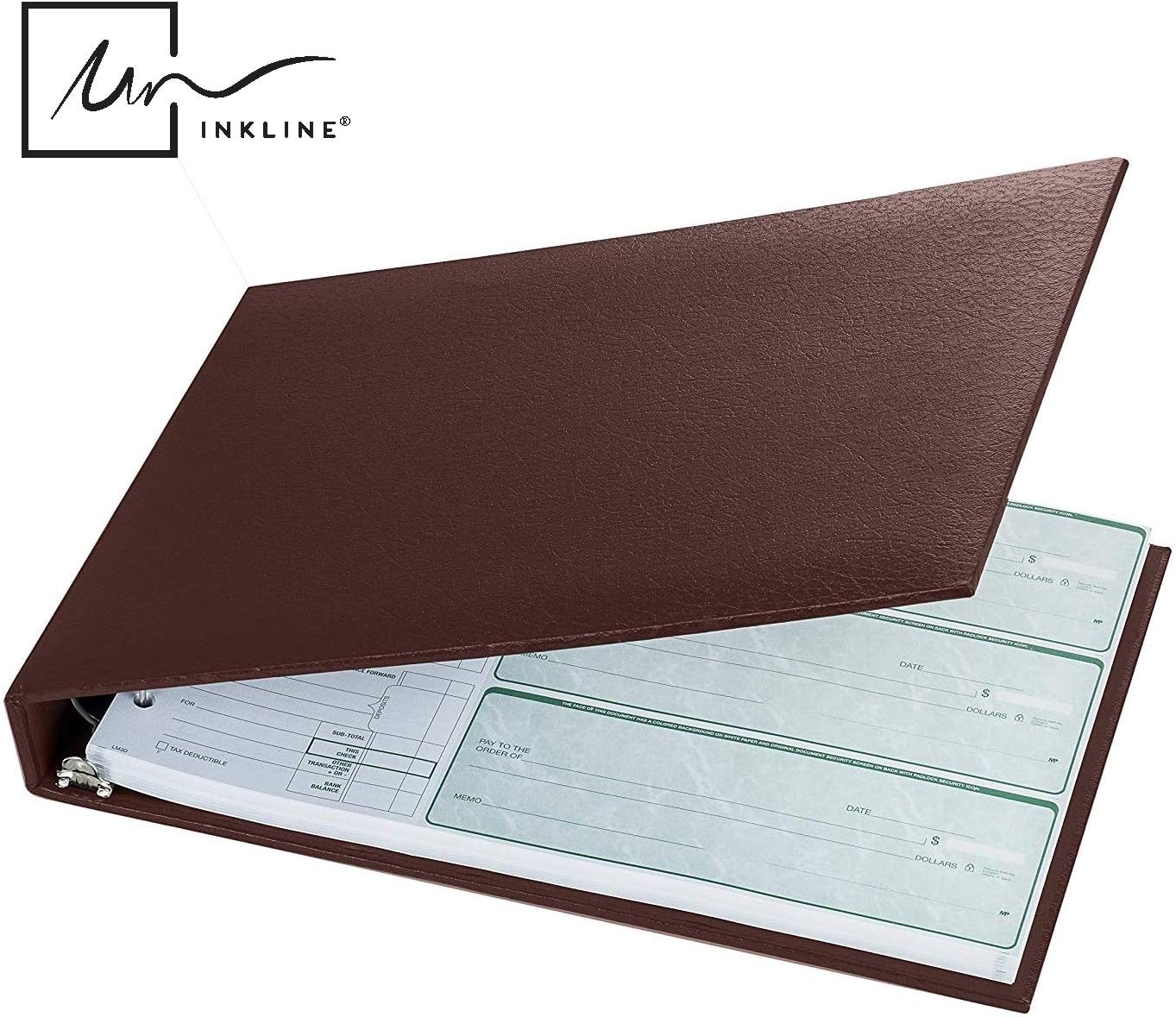 Executive 7 Ring Check Binder, 500 Check Capacity, for 9x13 Inch Sheets, with 6 Year Calendar Organizer, Sleek Business Design, Premium Quality - Mahogany Color (11704)