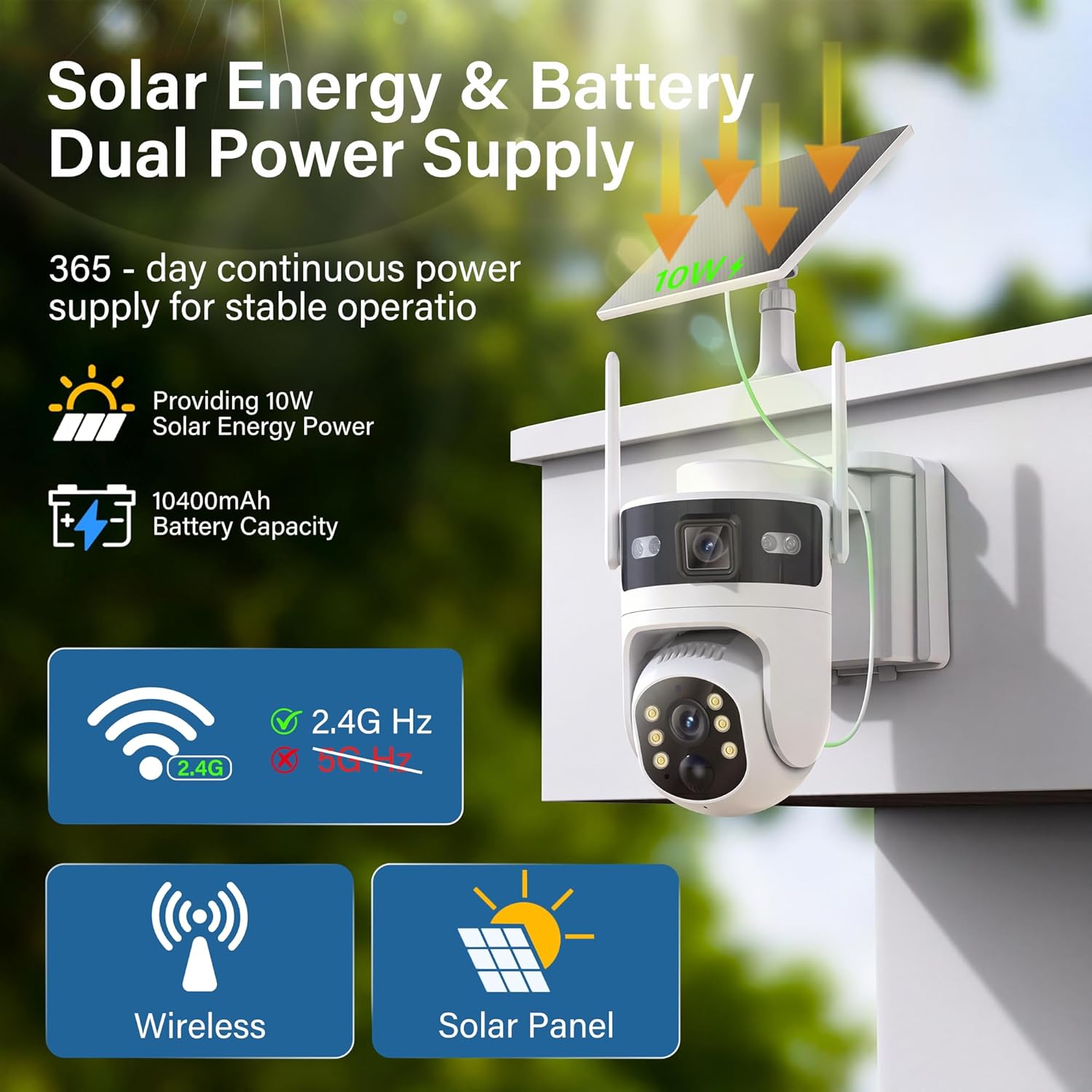 Security Camera Wireless Outdoor: Dual-Lens Solar Camera Outdoor/Home/Dome, 360° Live View, WiFi Camera Home Surveillance with 2K Full Color Night Vision,2-Way Audio,PIR Motion (Wi-Fi) 3 71pRodZj3oL. AC SL1500