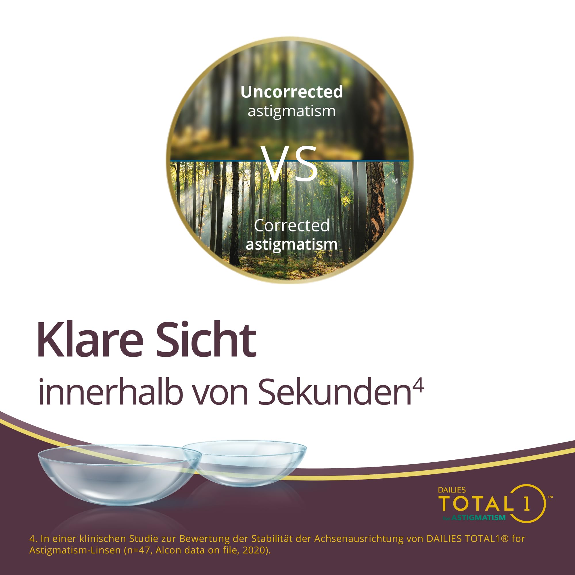 Dailies Total1 for Astigmatism | 30 Stk | CYL 1.25 | ACHSE 90 | -02.00 dpt | Weiche Tageslinsen für Astigmatismus, die sich anfühlen wie ein Hauch von Nichts. Mit BC 8.6 mm und DIA 14.5 mm