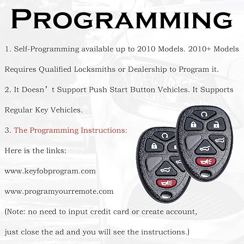 Miniatura 4 de Llavero de repuesto con control remoto de entrada sin llave, compatible con Chevy Tahoe Suburban GMC Yukon XL Denali 1500 2500 Cadillac Escalade