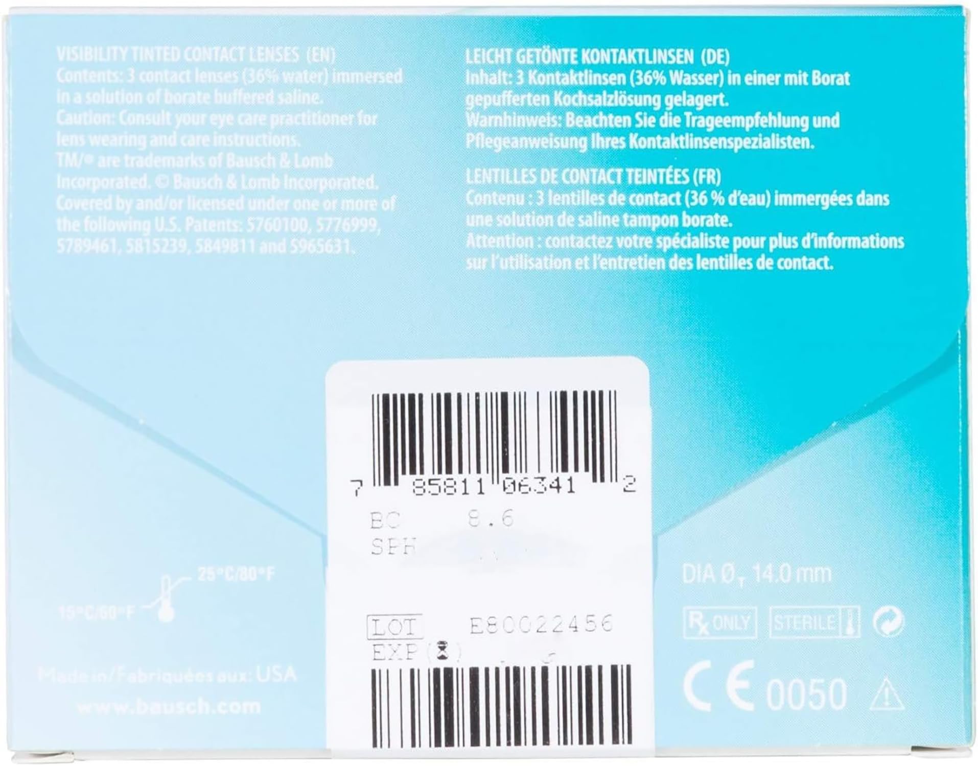 PureVision 2 BAUSCH + LOMB lentillas mensuales esféricas, 3 unidades / 8.6 BC / 14.00 DIA / -03,00
