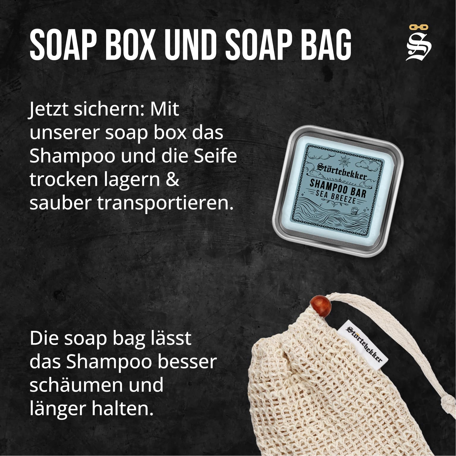 Störtebekker Duschset Hair & Body Festes Shampoo Festes Duschgel Sea Breeze vegan handgefertigt