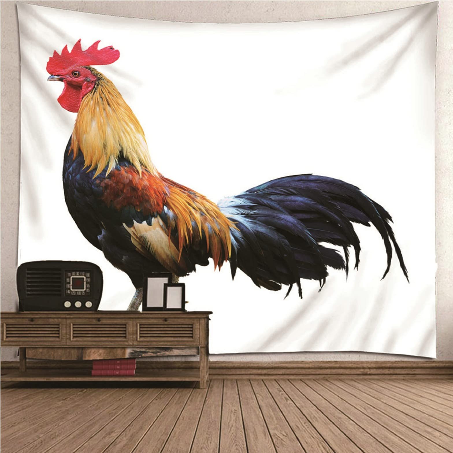Ethereval Arazzo Hip Hop Decorazione Murale Tela Tema Animale Gallo Moderno Blocca Tenda Muro Bianco Decorazioni In Tessuto Appendere Alle Pareti 350x250cm