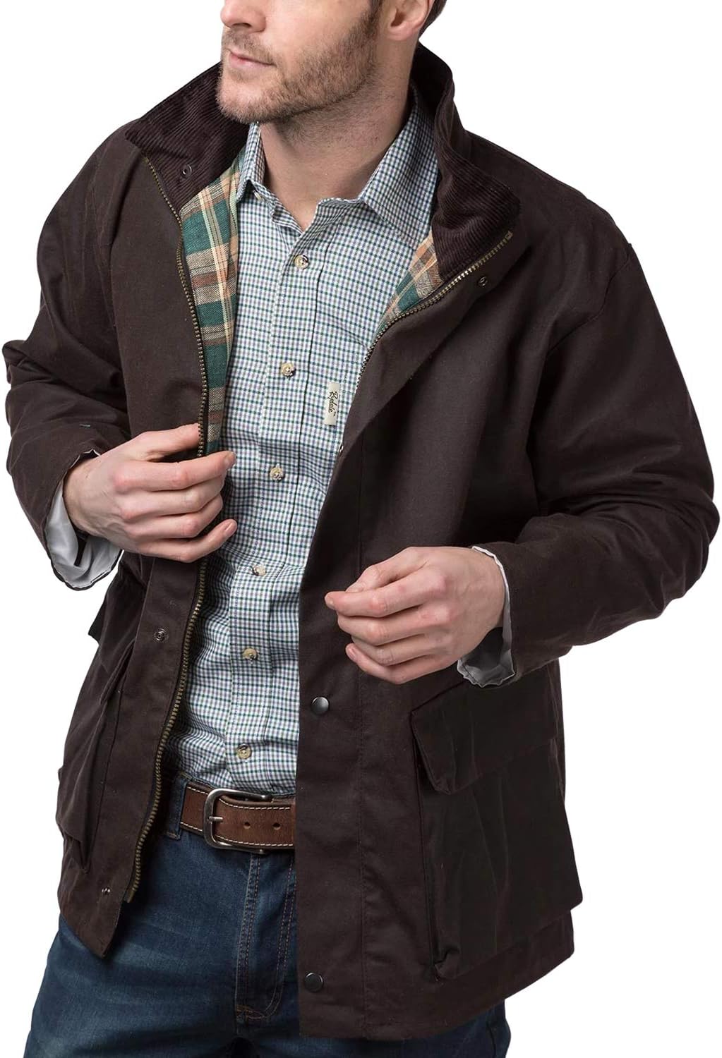 RydaleMen's Cawood Lined Waxed Cotton Wax Jacket Men's Coat for Walking or Shooting