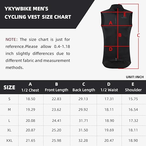 Miniatura 6 de YKYWBIKE Chaleco de ciclismo de invierno resistente al viento, chaleco de forro polar impermeable para bicicleta MTB chaleco sin mangas, Negro