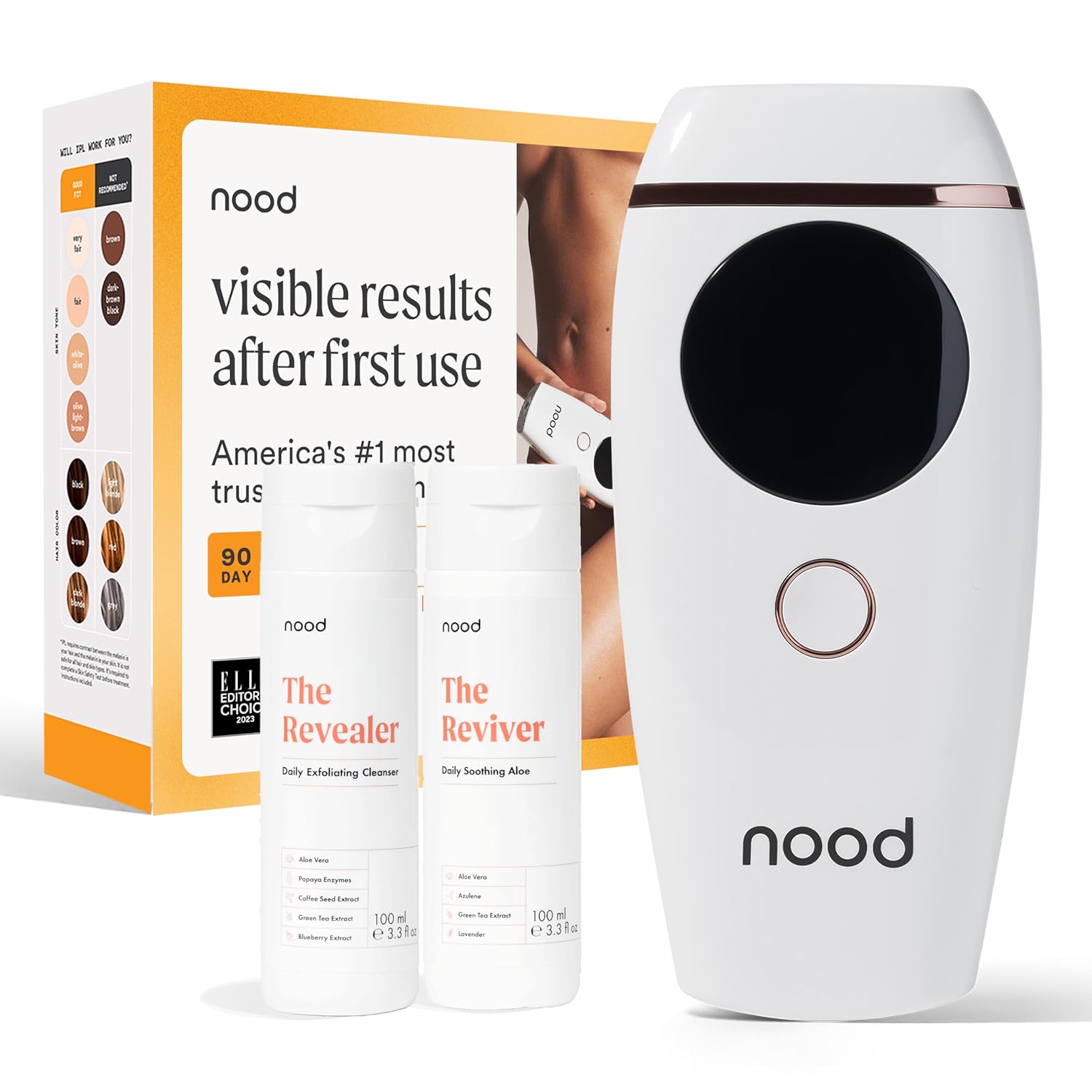 NEW Nood™ Flasher 2.0 Kit — IPL Laser Hair Removal Device for Women & Men — Pain-free & Permanent, Visible Results After First Use & Works Everywhere — Pre & Post IPL Treatment Included — Gloss White NEW Nood™ Flasher 2.0 Kit — IPL Laser Hair Removal Device for Women & Men — Pain-free & Permanent, Visible Results After First Use & Works Everywhere — Pre & Post IPL Treatment Included — Gloss White
