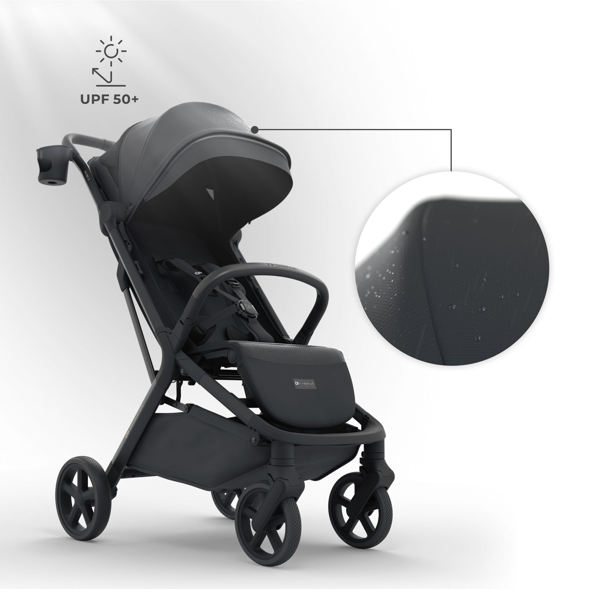 Kinderkraft NUBI 3 Passeggino Urbano 22 kg Buggy UPF50+ Leggero 8.7kg Nero