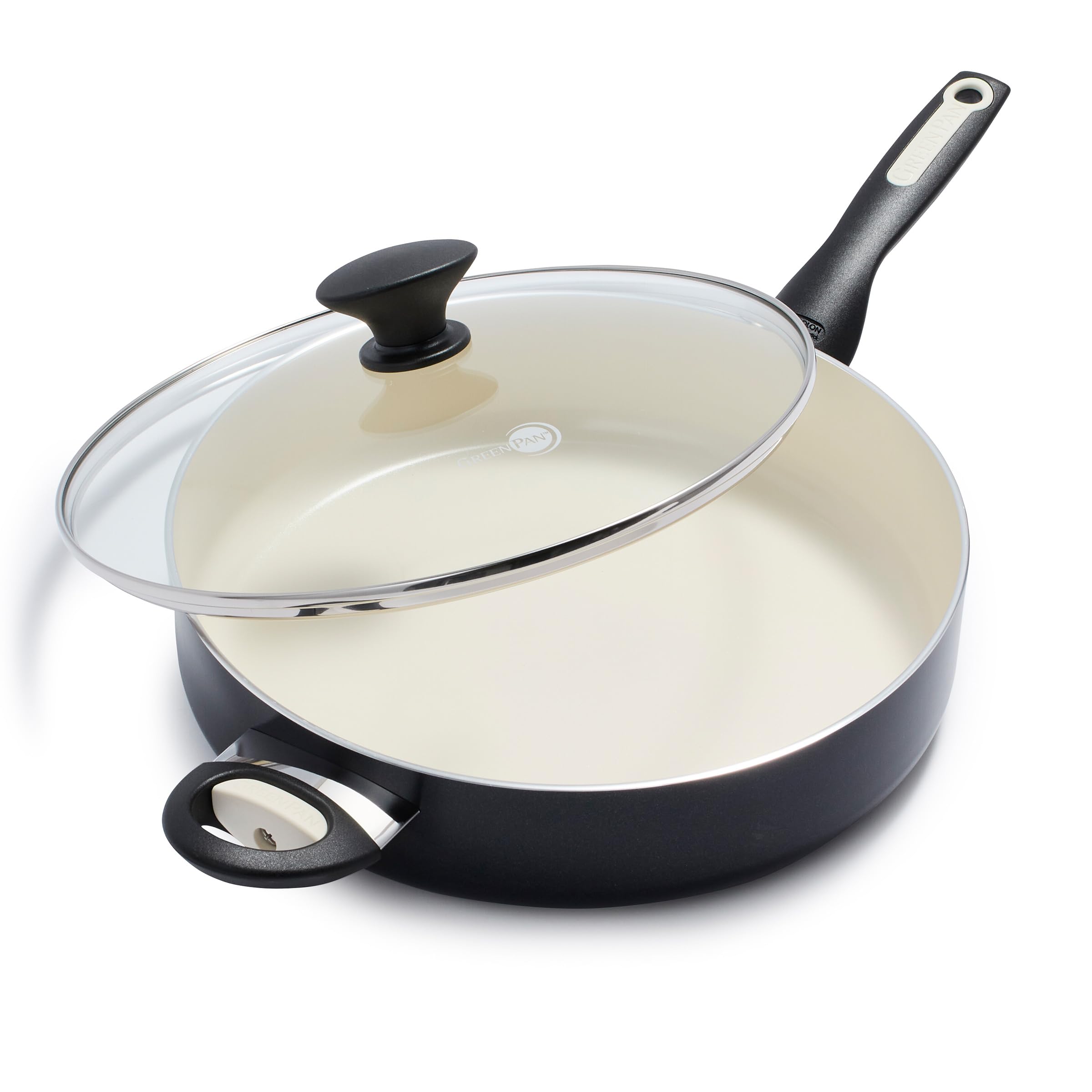 Rio Healthy Ceramic Nonstick 5QT Saute Pan Jumbo Cooker with Helper Handle and Lid, PFAS-…