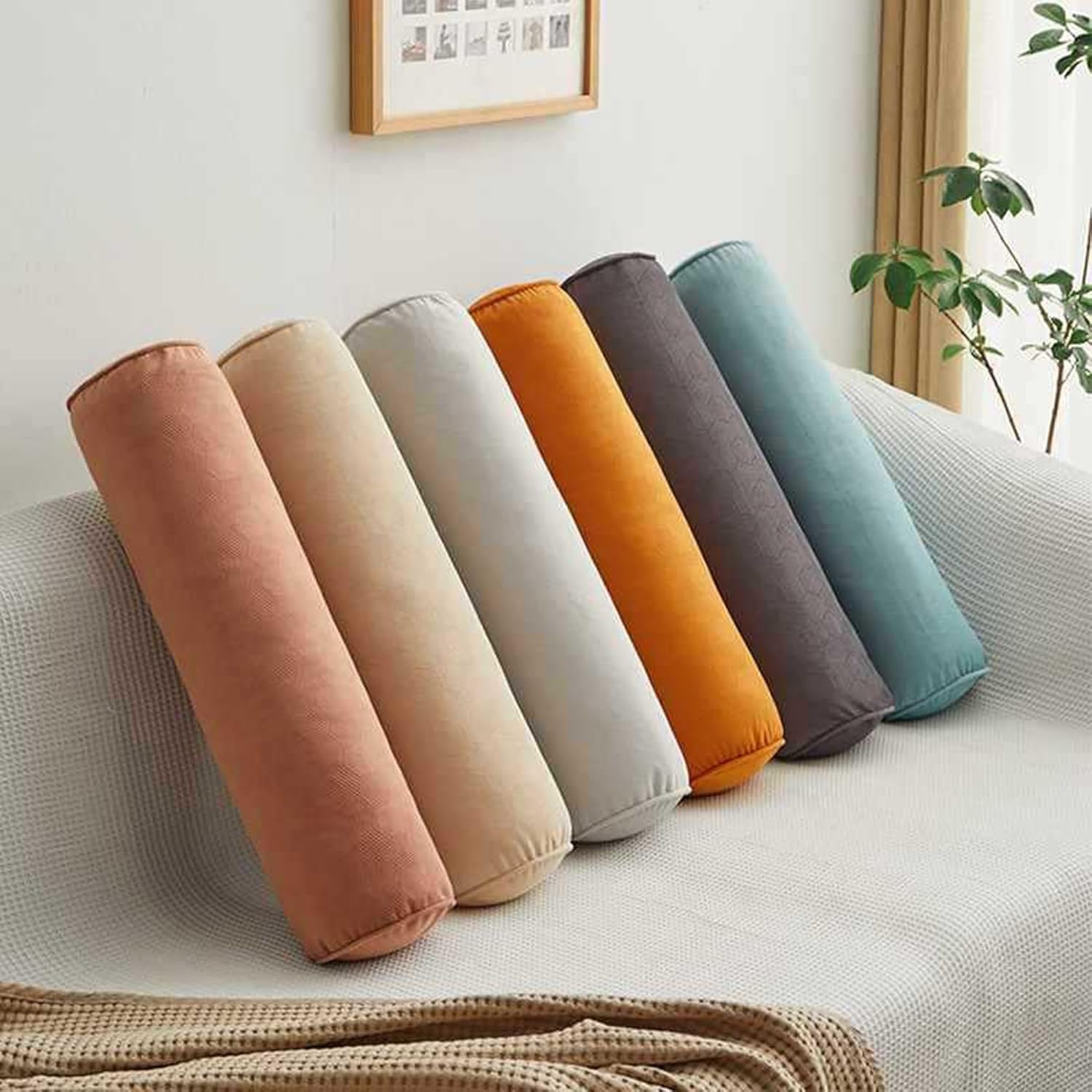 Zylindrisches Nackenrolle Multifunktional Rohrkissen 15x40/15x50/20x60 Reisekissen Bequemes Abnehmbar Rollenkissen Kissenrolle Für Nacken, Beine, Rücken, Bett, Yoga(#8,20x70cm/8x27in)