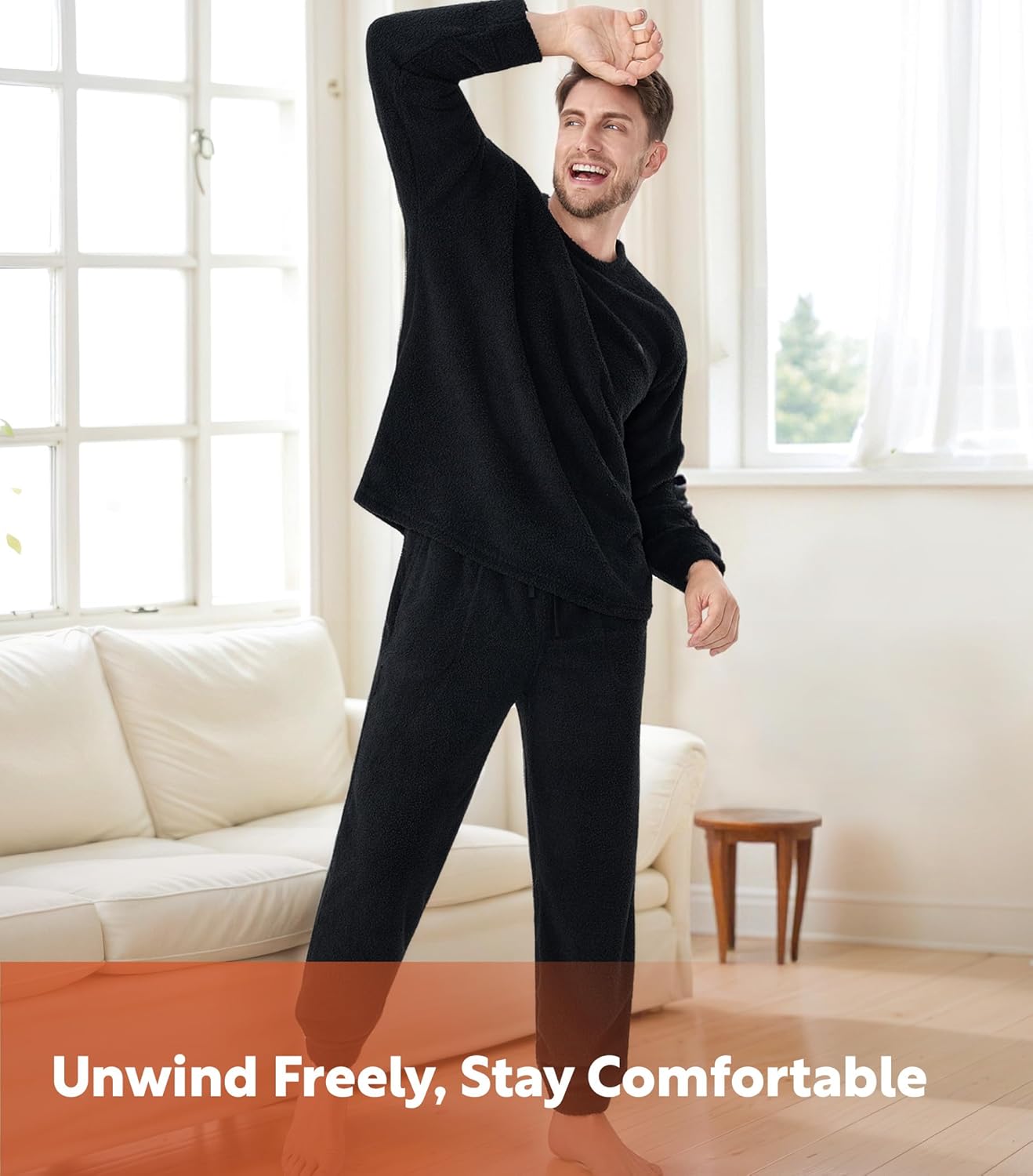 DAVID ARCHY Mens Pajamas Set, Ultra Soft Fleece Sleepwear with Roomy Pockets, Cozy Winter Loungewear for Cold Weather - Image 4