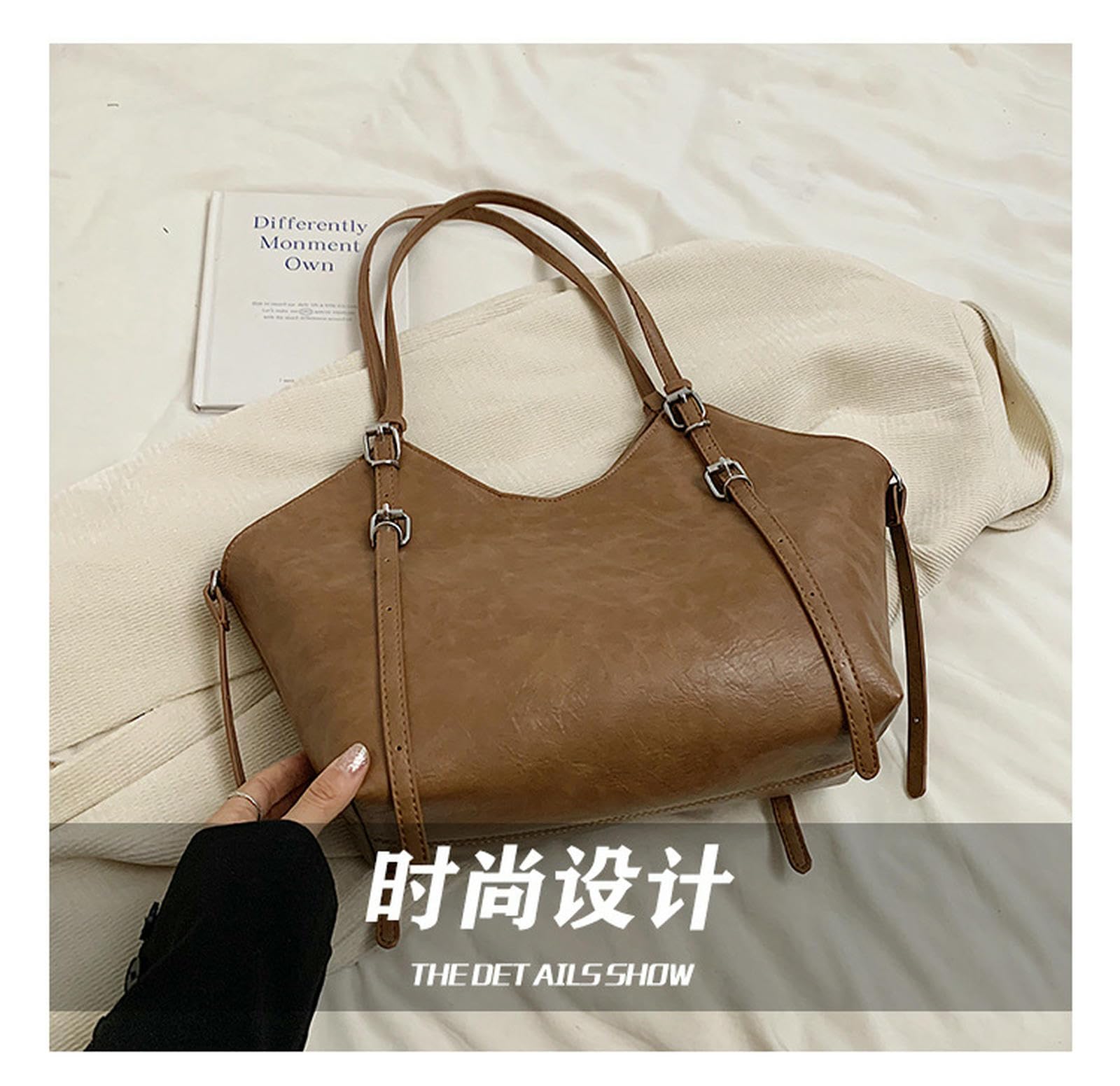 Frizione Donna Borsa da Stile Vintage;può Essere Utilizzata Come Borsetta, A Tracolla O -Marrone Chiaro