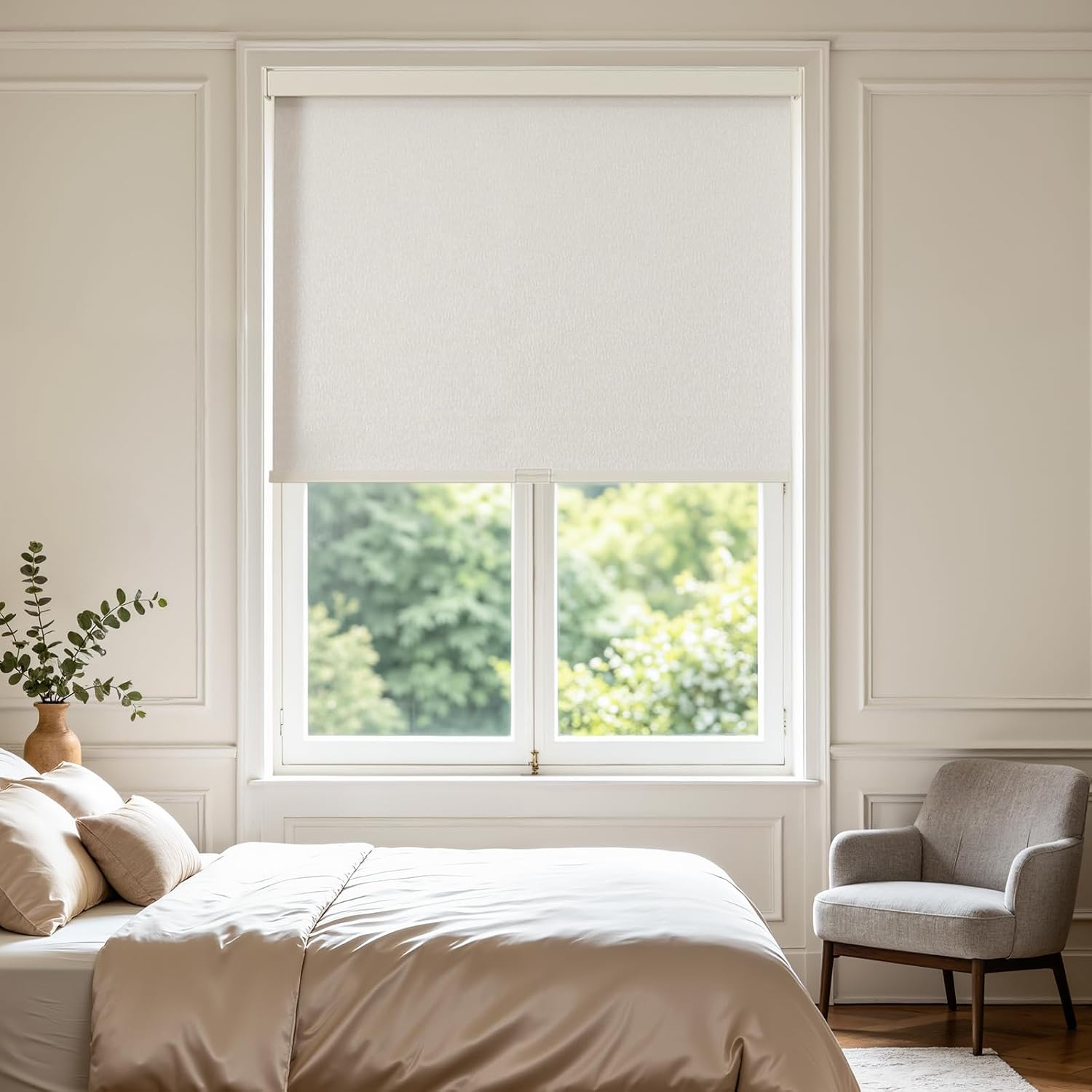 Joydeco Premium Fabric Cordless Blackout Roller Shades for Windows, Beige