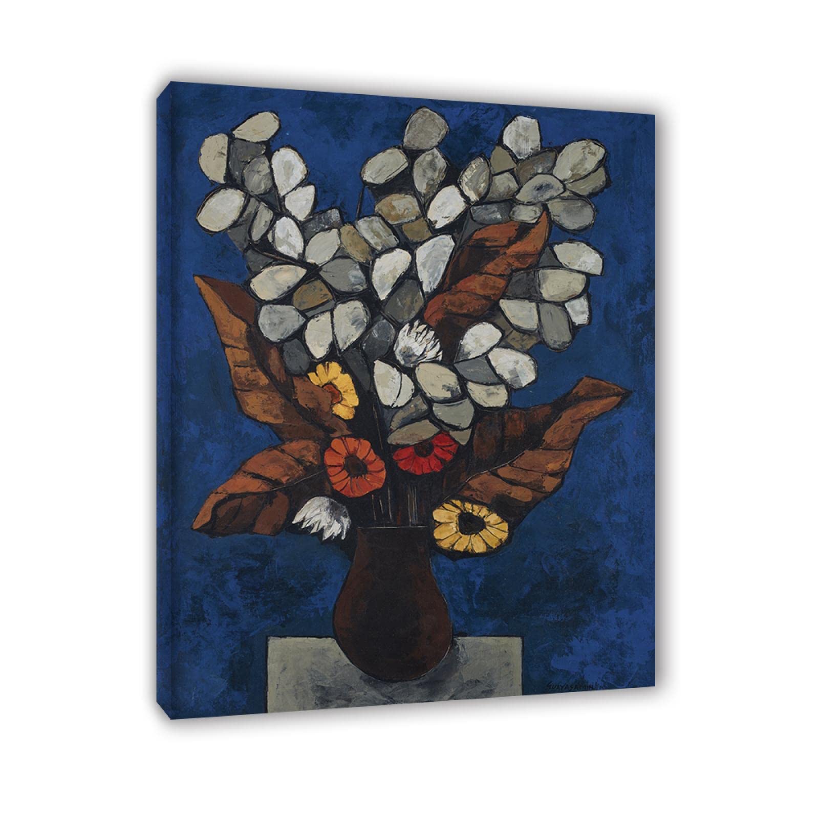 Oswaldo Guayasamin wydruki i plakat słynny obraz abstrakcyjna sztuka ścienna 'Flores, 1982 reprodukcje na płótnie - drewno oprawione i gotowe do powieszenia obrazy 30 x 40 cm oprawione