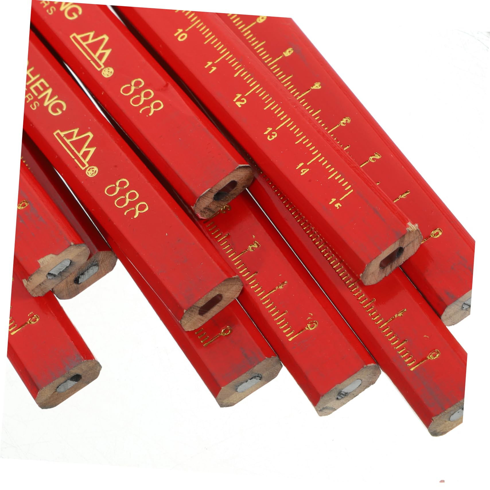 NUOBESTY Matite da Carpentiere Rosse 50 Pezzi in Legno e Piombo con Scala per Tracciatura Professionale e Pratica in Officina