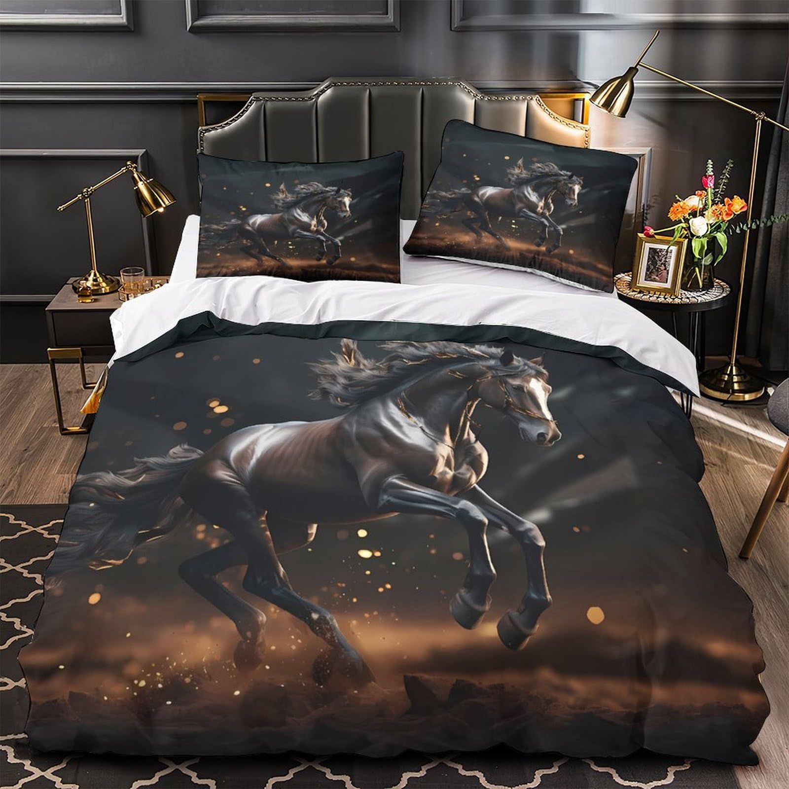 Parure de lit cheval imprimé 3D de qualité supérieure housse de couette microfibre super douce