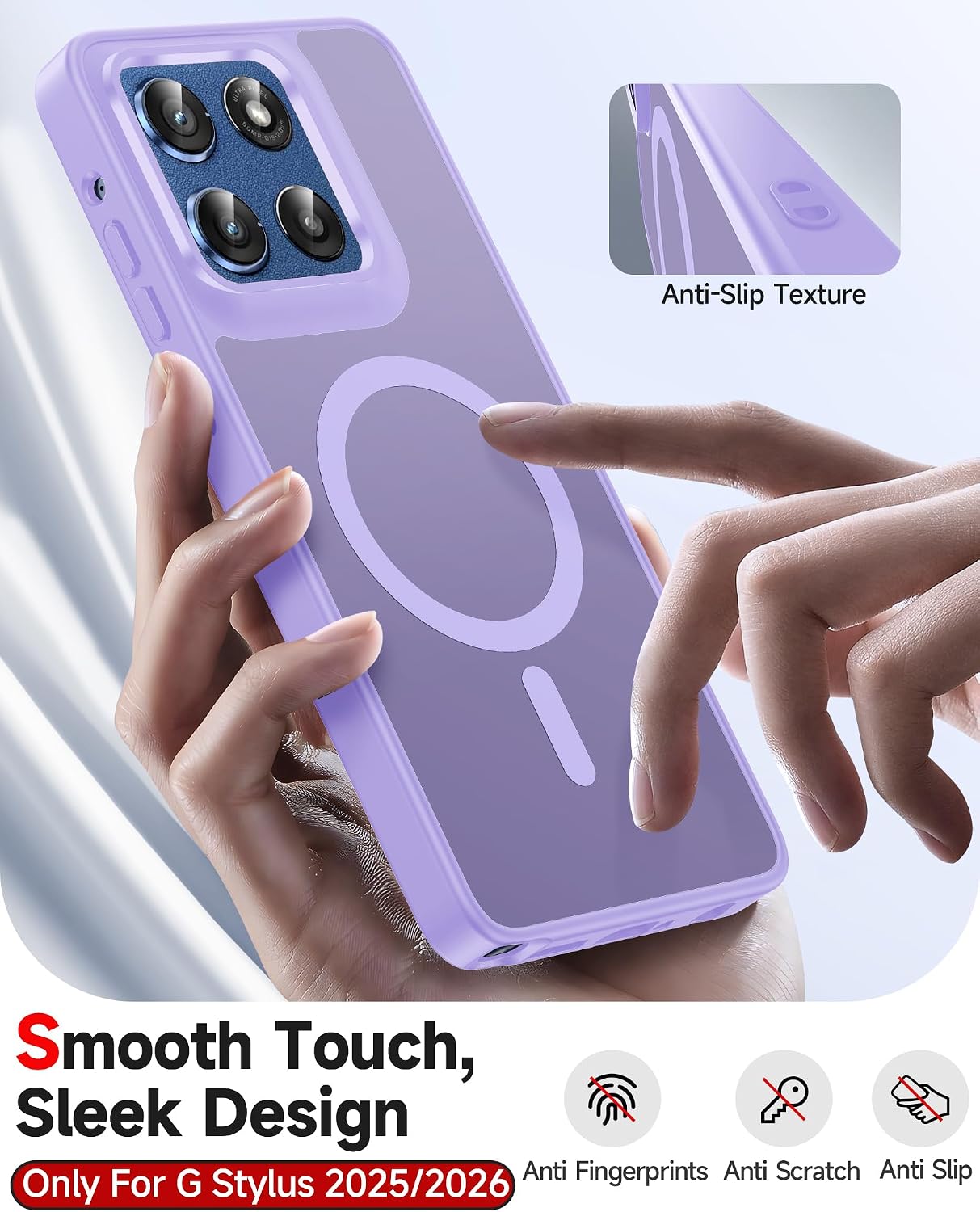 LeYi for Moto G-Stylus-2025/2026 Case: Moto G Stylus 2025 5G Case [MagSafe Fit] with 2X Screen Protector, Camera Bump Translucent Sleek & Full Body Shockproof for Motorola G Stylus 2025 Case, Lavender thumbnail