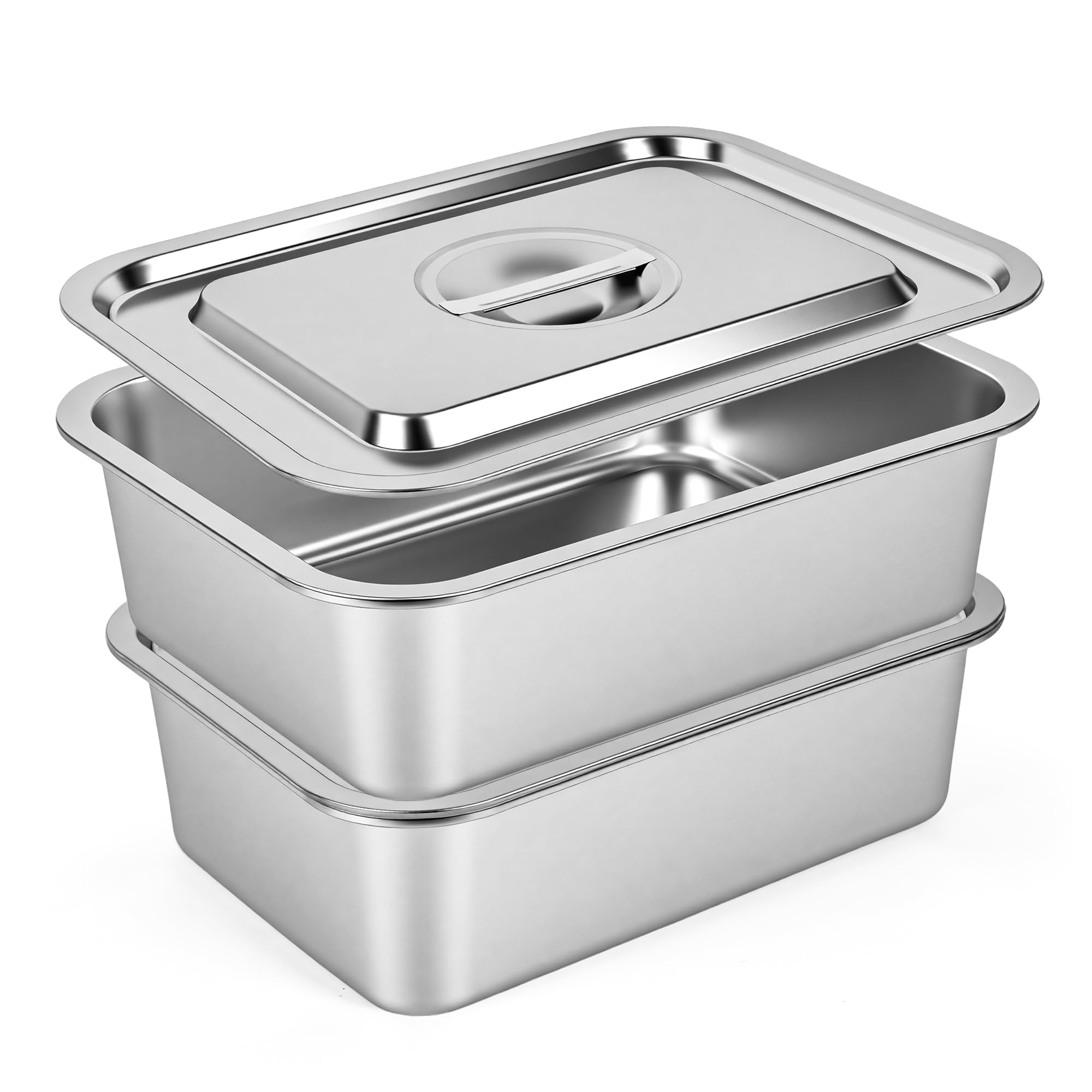 Deep Lasagna Pan with Lid - 7.4QT Stainless Steel -9