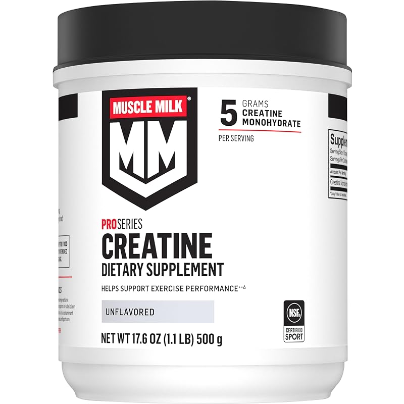 Muscle Milk Suplemento de Creatina em Pó, Monohidrato de Creatina 5 g por porção, 100 porções, 499 g