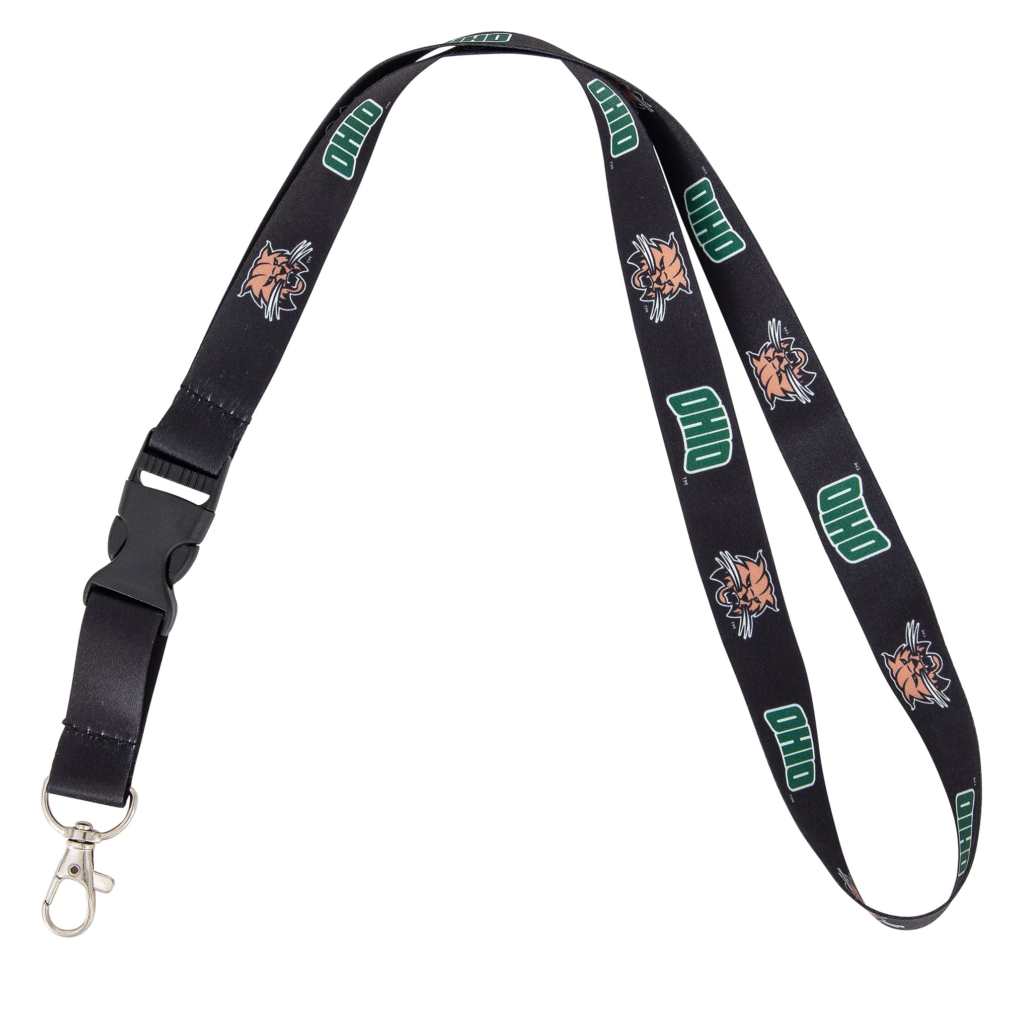 Desert Cactus Ohio University Lanyard Bobcats Car Keys ID Badge Holder Keychain Detachable Breakaway Snap Buckle (Black)