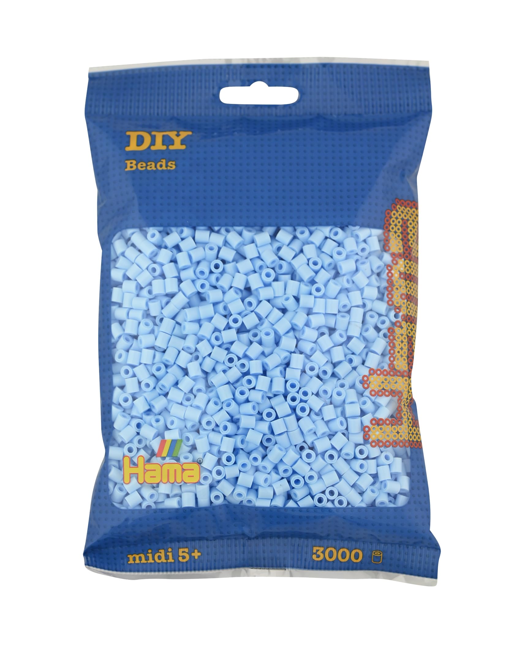 Hama Beads Bag | Approx. 3000 Midi Fuse Beads | Mosaic Decoration Arts & Craft for Creative Children Ages 5+ | Pastel ice Blue