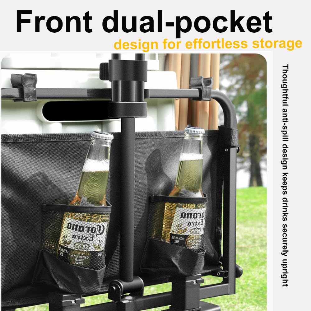 Chariot Pliable Multifonction 200kg, Plage/Camping/Courses, Roues 360° | 200kg/445LBS, chariot pliable tout-terrain, rangement compact, idéal plage/camping/courses, cadre renforcé