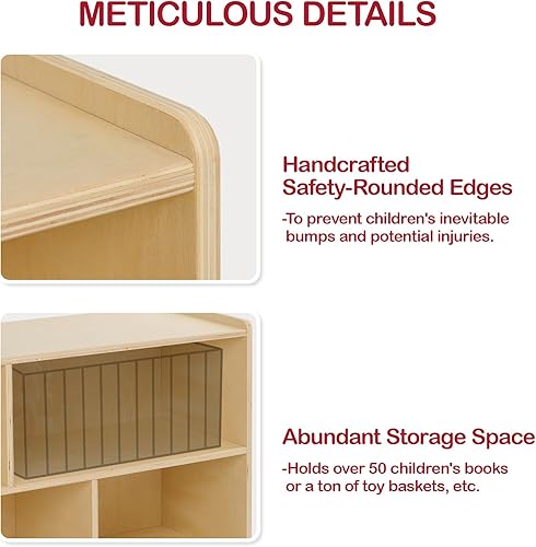 Miniatura 5 de Gabinete 100% de abedul, estantería de madera Montessori de 8 secciones y organizador de almacenamiento, armario de almacenamiento de juguetes para