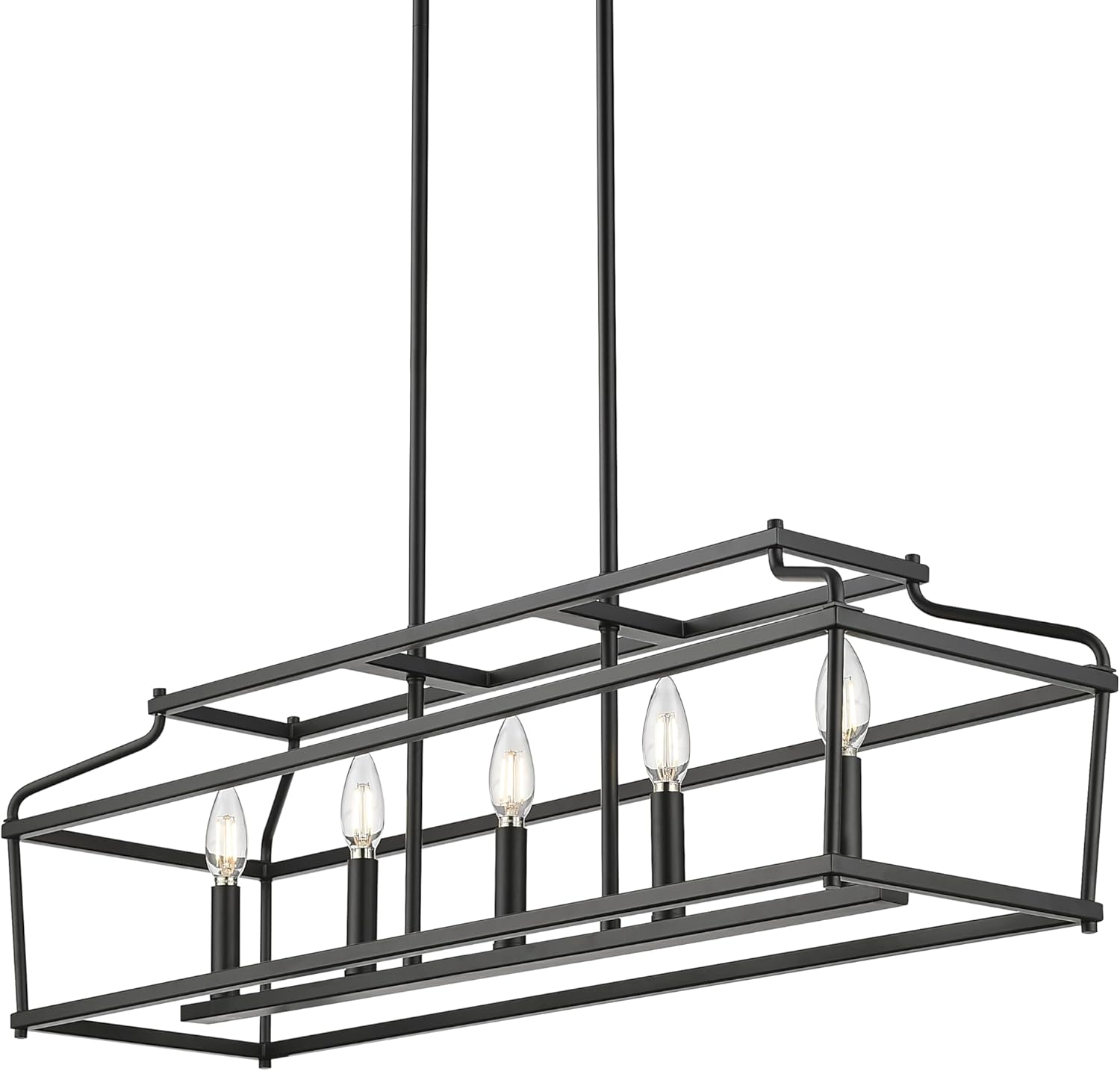 ML Lighting 19105-MB Nellita 34" Wide 5-Light Island - Matte Black