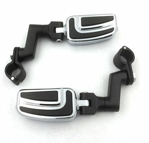 Miniatura 2 de XKH-Clavijas cromadas negras con soporte de montaje de 1.25 pulgadas compatibles con Harley Softail Dyna Glide Road King Sportster 883 1200 CVO