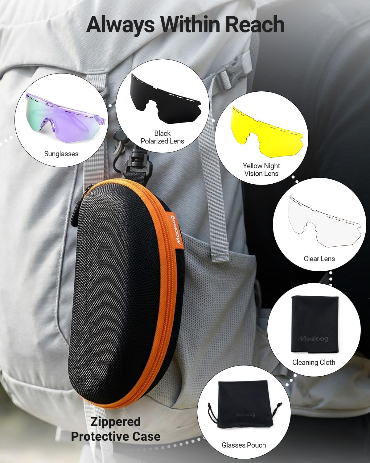 Meeloog Sports Sunglasses for Men Women Youth, UV Protection Wrap Around Glasses for Cycling Running Baseball Pickleball