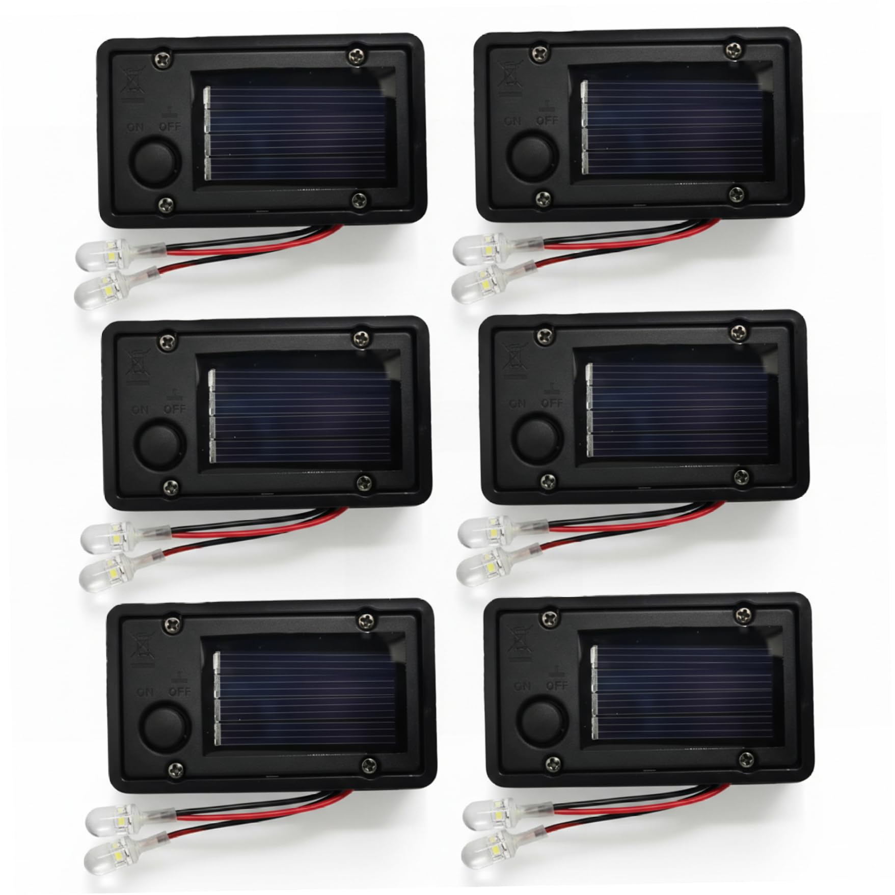 AwnsIMfreien 6-Pack Solar Light Replacement Tops, 4x7cm Waterproof Replacement Solar Panels with Warm White LED for Outdoor Garden Lights, Light Tops