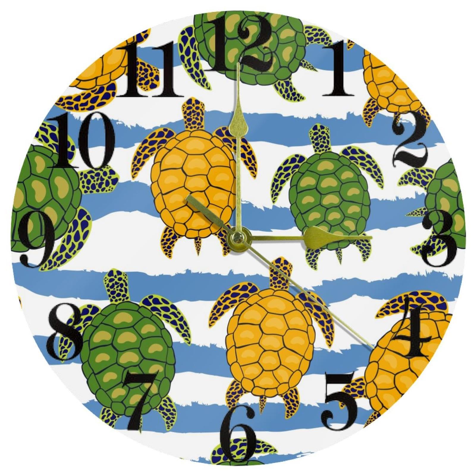 Horloge murale mécanique silencieuse sans tic-tac en forme de tortue pour chambre d'enfant