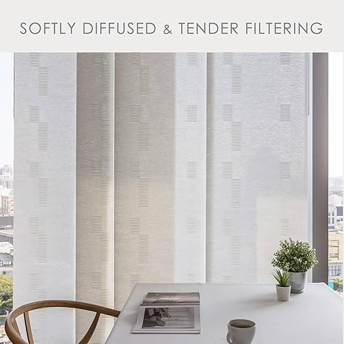 Miniatura 9 de GoDear Design - Cortinas de ventana ajustables de panel deslizante con riel 45.8"- 86" de ancho x 96" de alto, cortinas verticales deslizables