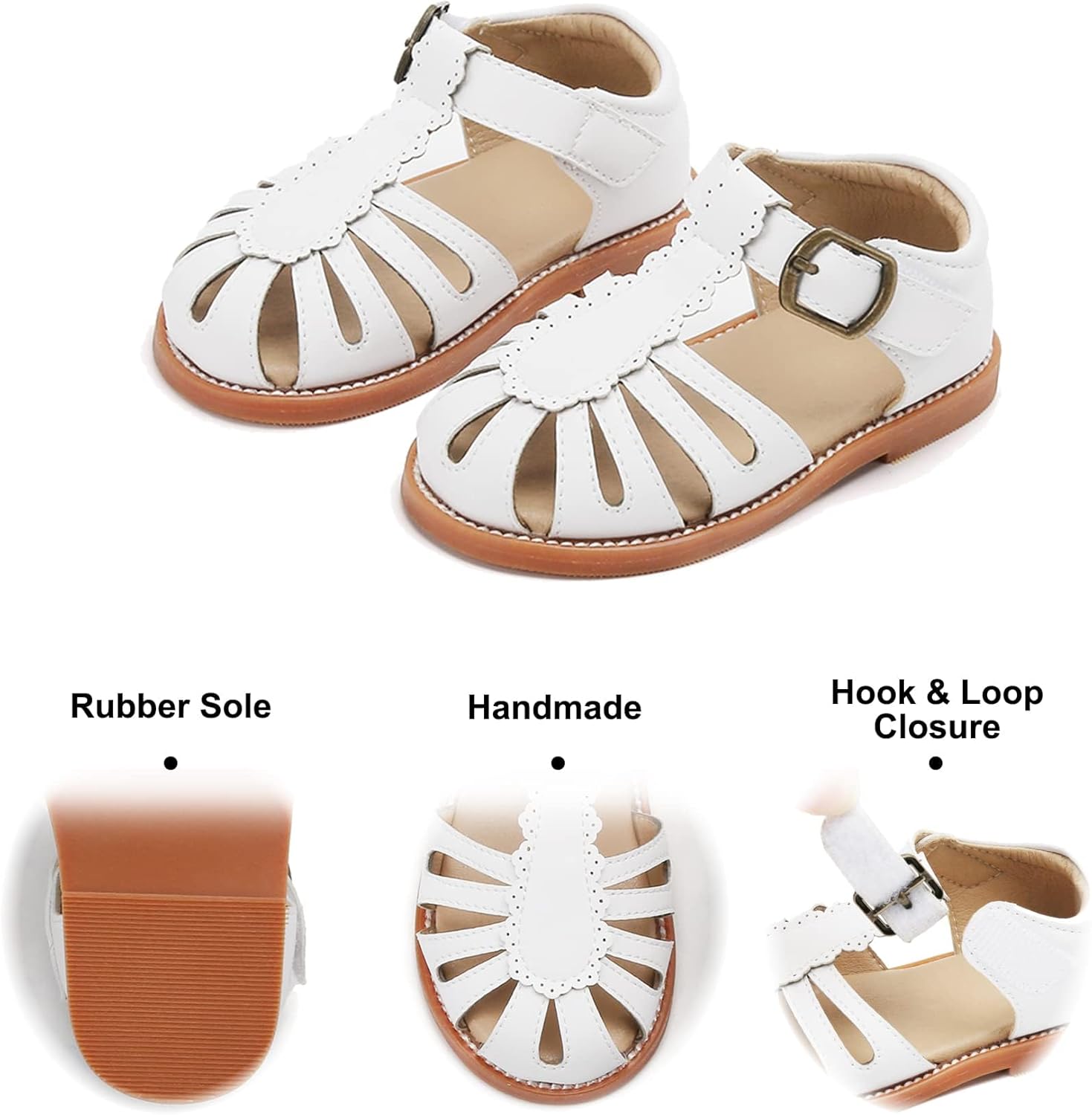 Felix & Flora Toddler Girls Sandals Soft Rubber Princess Flat Shoes Summer Flower Girl Shoes - Image 5