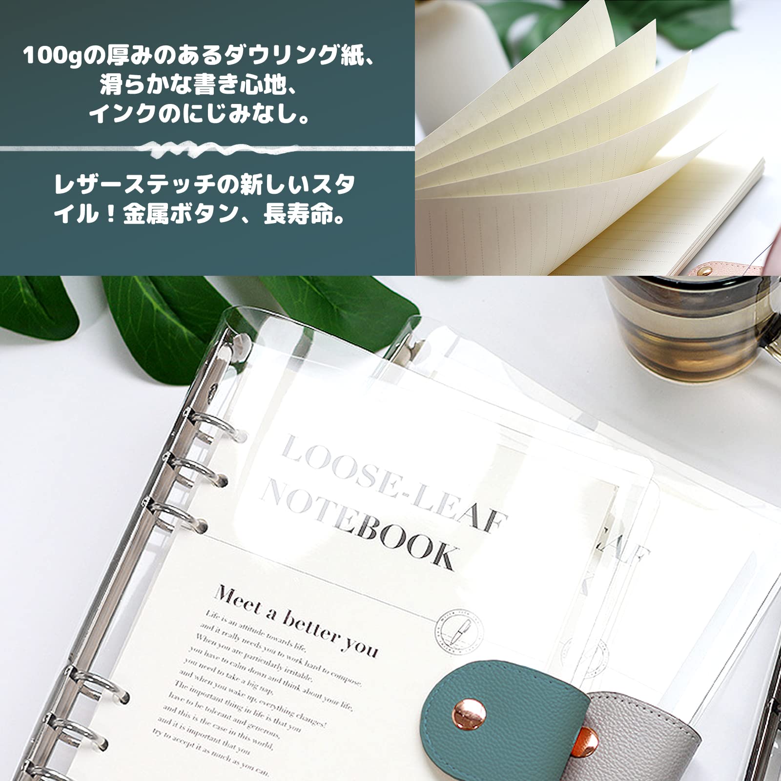 Amazon.co.jp: システム手帳 A5サイズ 6穴 ルーズリーフ PVC