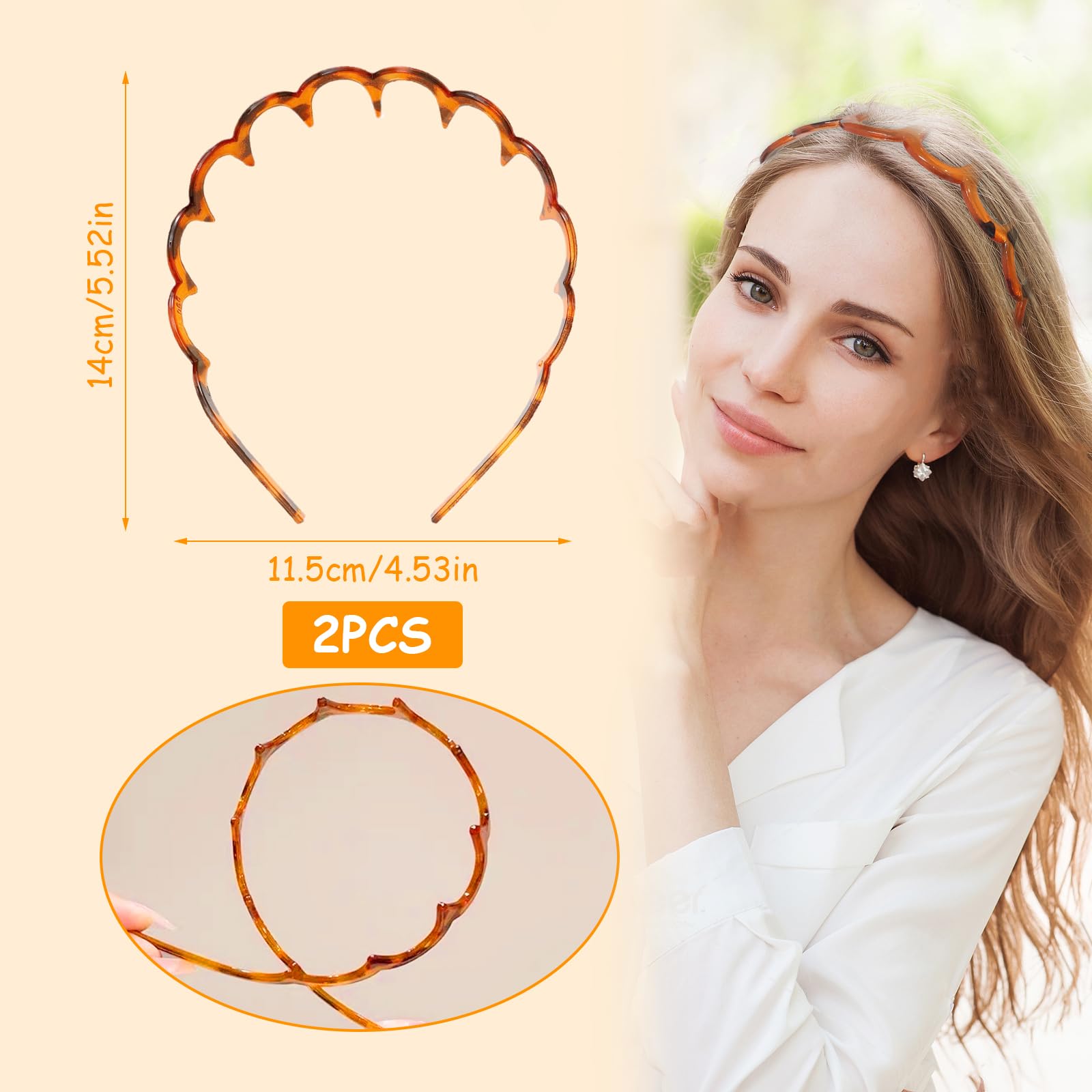 Realjoy 4 Pcs Plastic Headbands,Headband with Clips+Zig Zag Headband,2 Styles of Fashion Headbands Accessories for Women Girls (Black and Brown) - Image 2