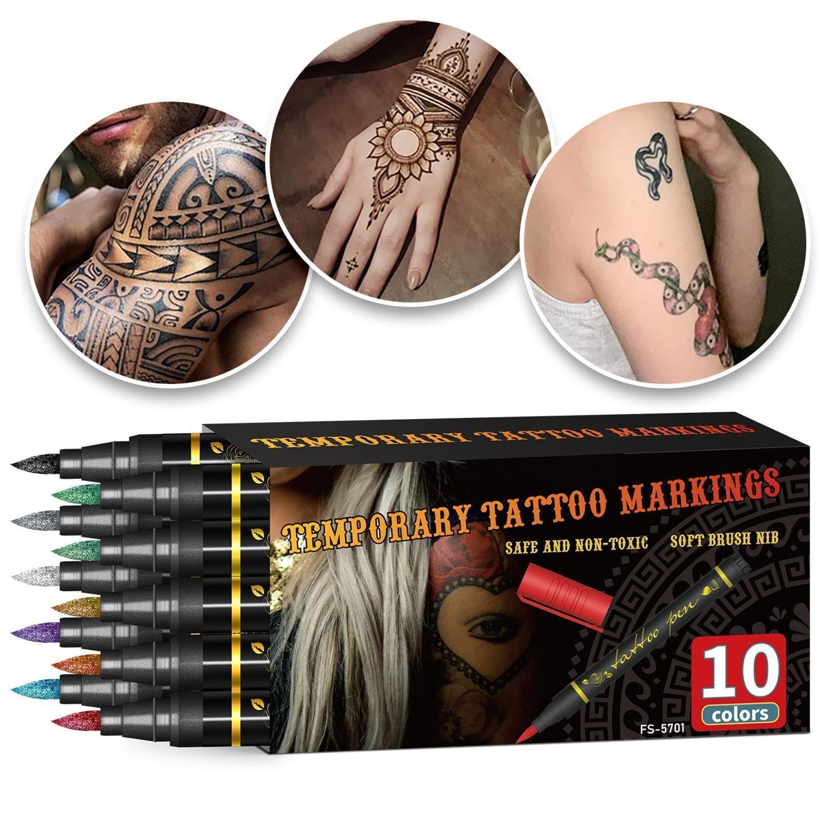 Temporäre Hautmarker – 10 Farben Make-up-Stifte für Gesichtsbemalung & Körperkunst