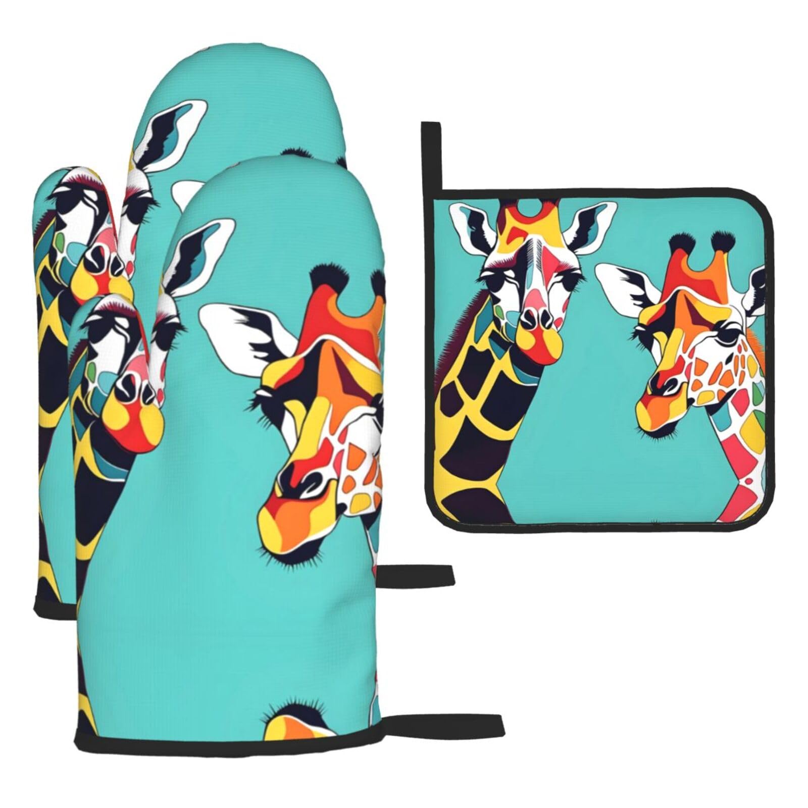 Gants de cuisine anti-brûlure et maniques girafe isolants pour plats chauds