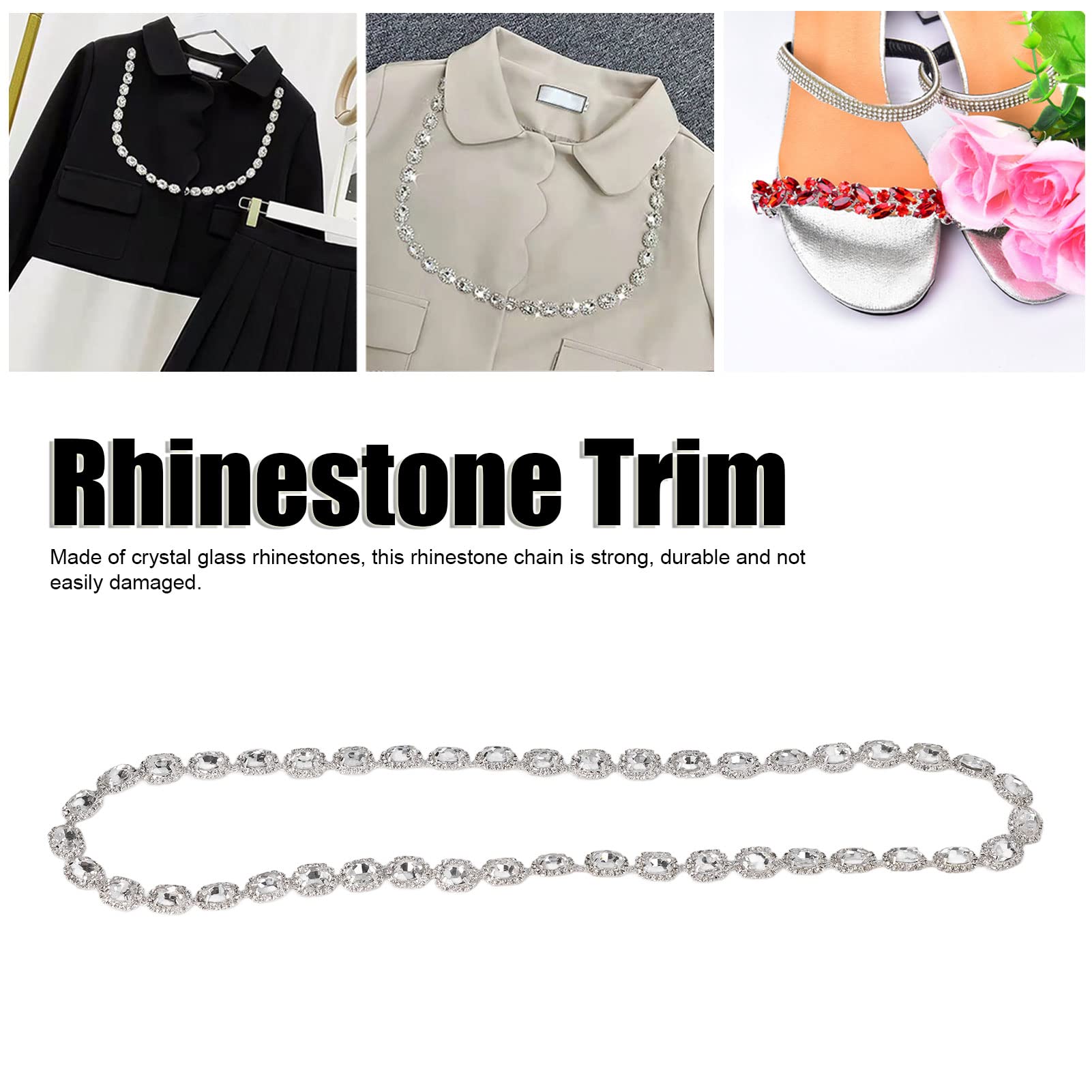 Catena Con Strass Di C SS6-SS18, Base Argento, Da Cucire E Incollare, Per Accessori Fai Da Te Per Vestiti, Base Argento AB-ss12-3,0 Mm - 1 Iarda - Confezione