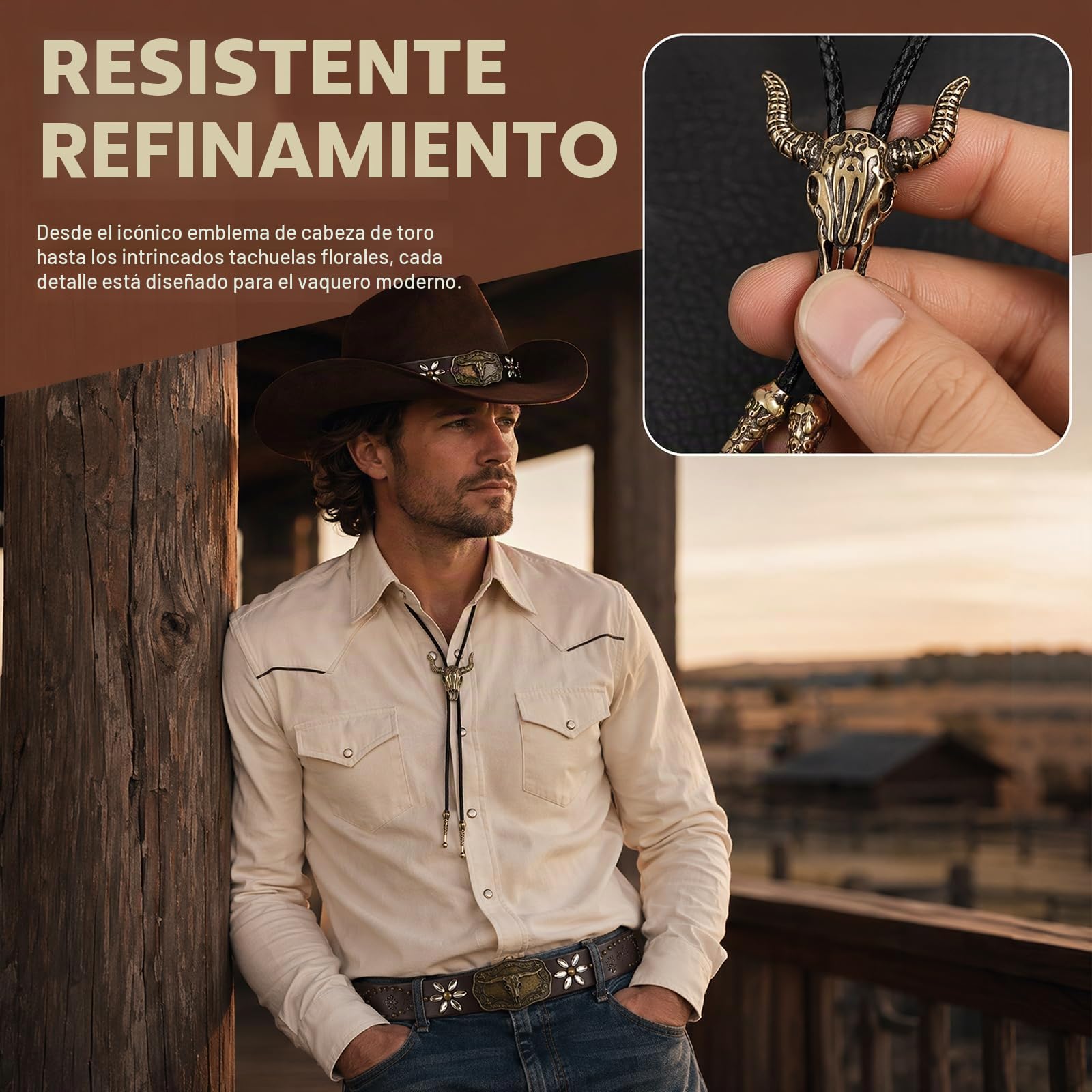 Sombrero Vaquero Estilo Oeste Americano Con Acabado Bronce Y Detalles De Cuero, Perfecto Para Rodeos, Fiestas Temáticas, Halloween Y Celebraciones Especiales