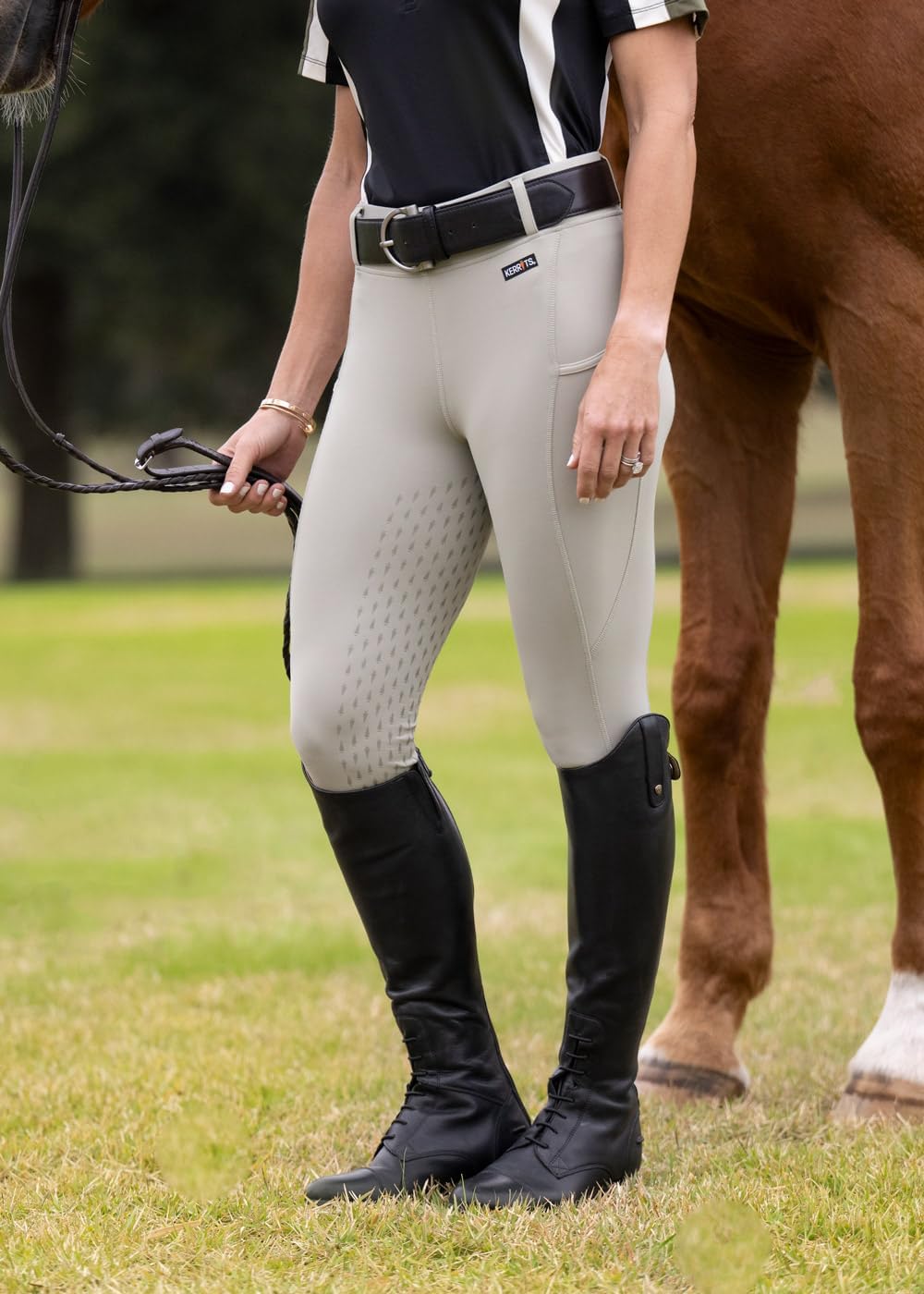 Kerrits Women's Coolcore Full Leg Grip Horse Riding Tights – Cooling Equestrian Leggings, Silicone Grip, Pockets