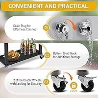 Vista 4 de Outvita Hielera Rodante de 80 Cuartos, Enfriador Portátil de Bebidas para Bar con Bandeja Colectora, Bandeja de Almacenamiento Inferior